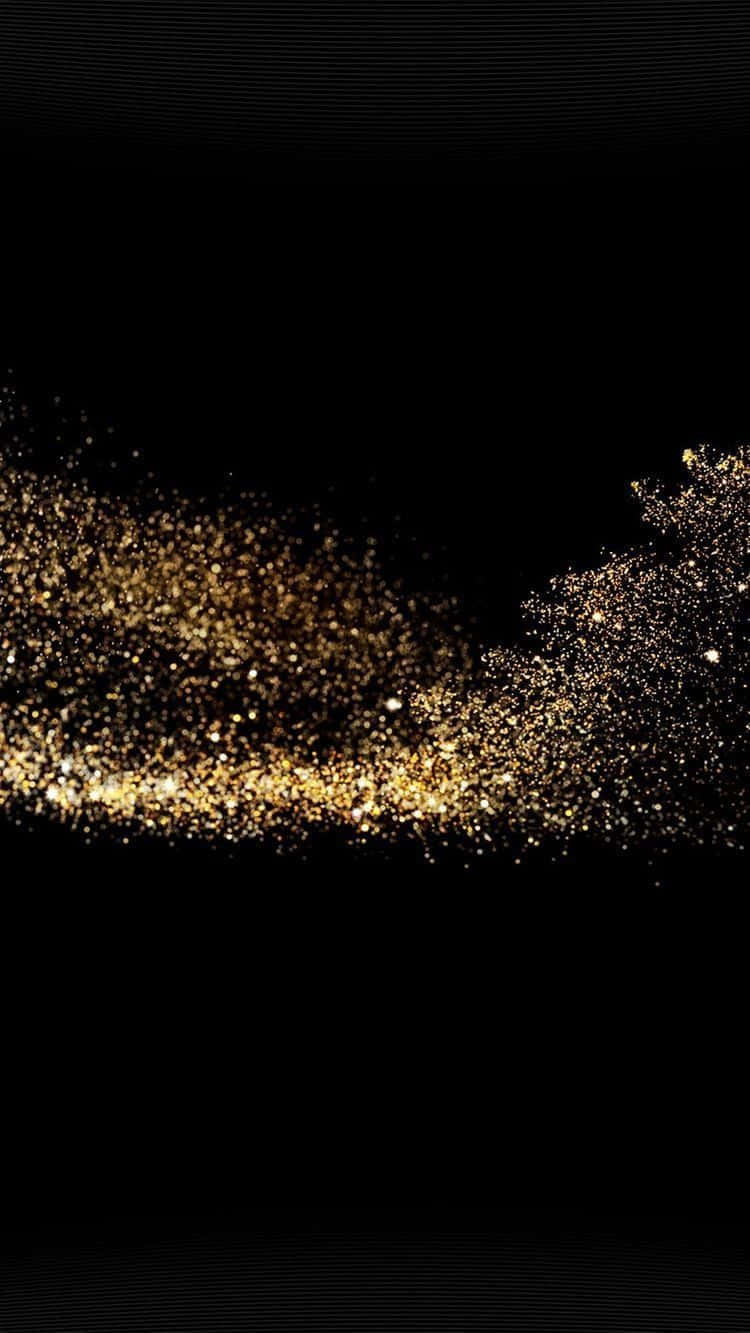 Black And Gold Glitter Splashing Horizontally