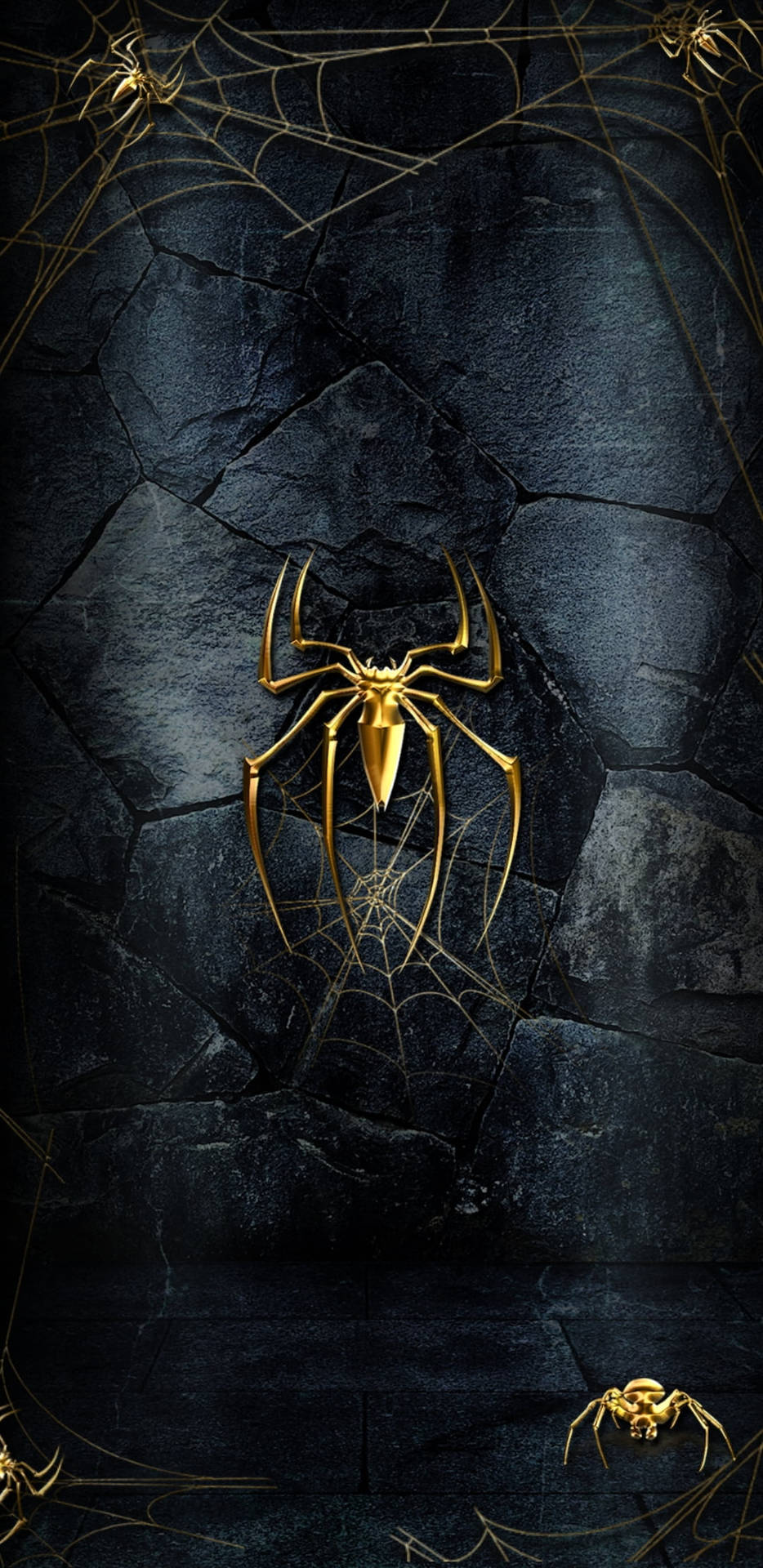 Black And Gold Iphone Spider Background