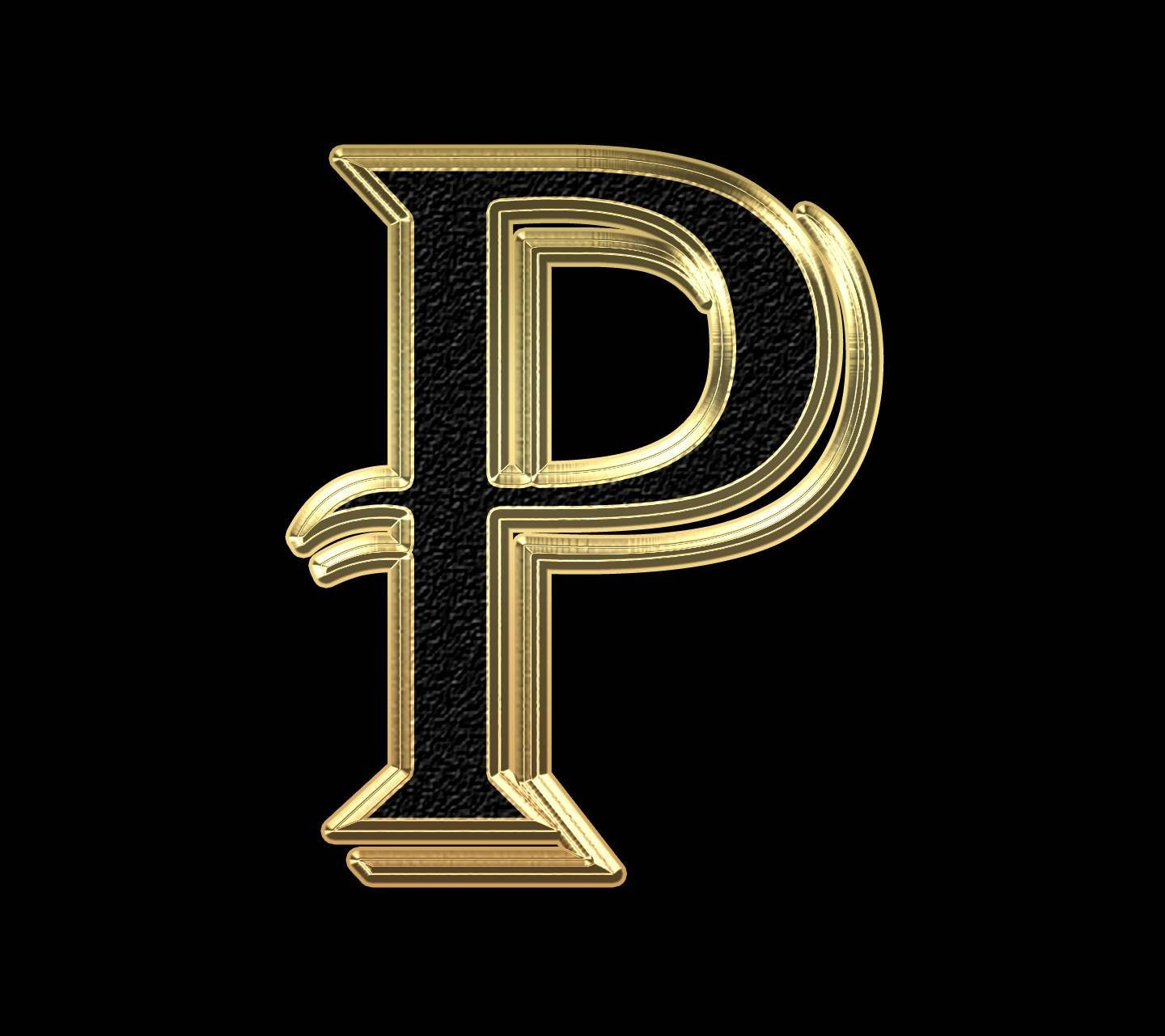 Black And Gold Letter P Background