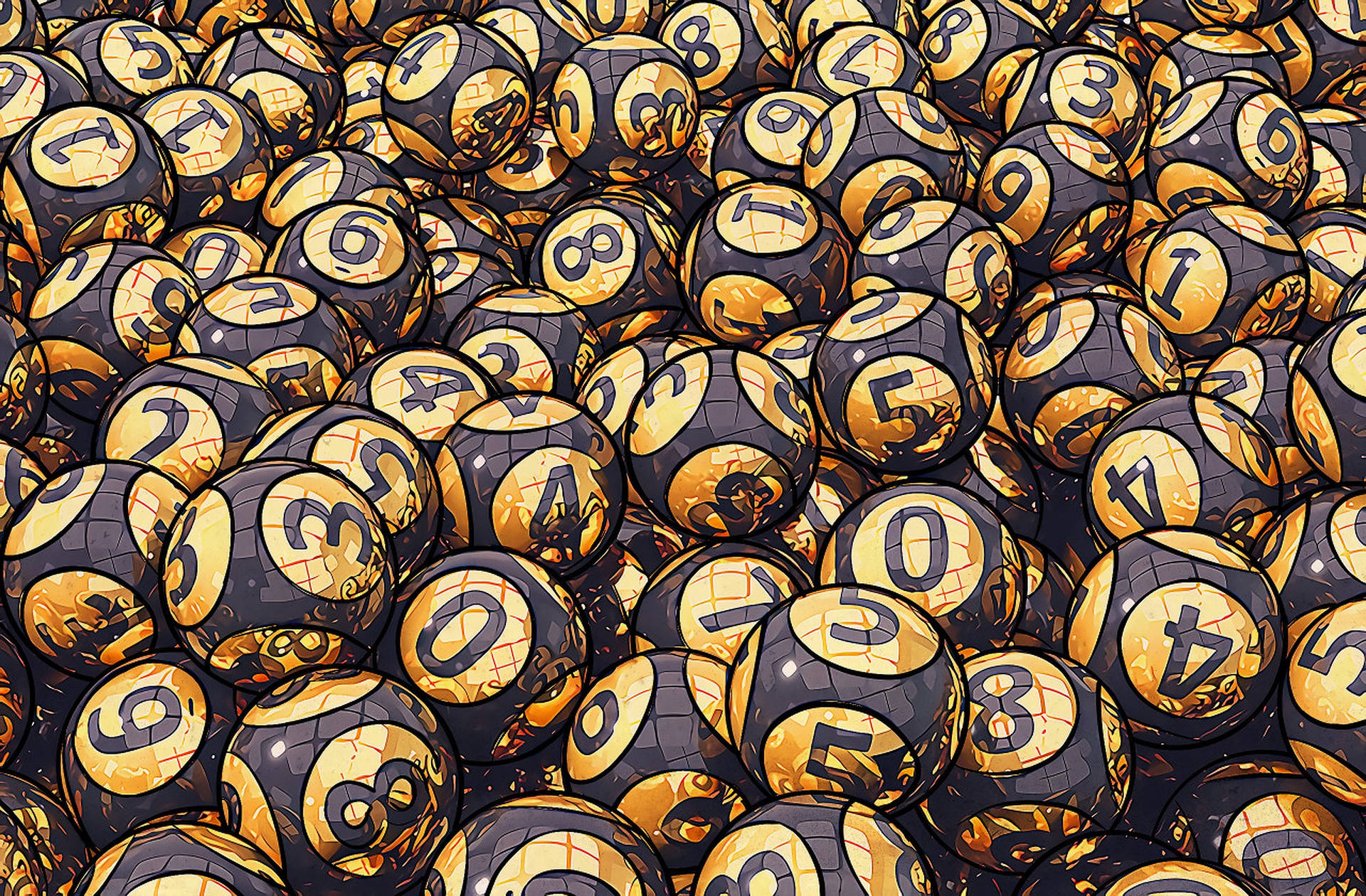 Black And Gold Lottery Balls Background