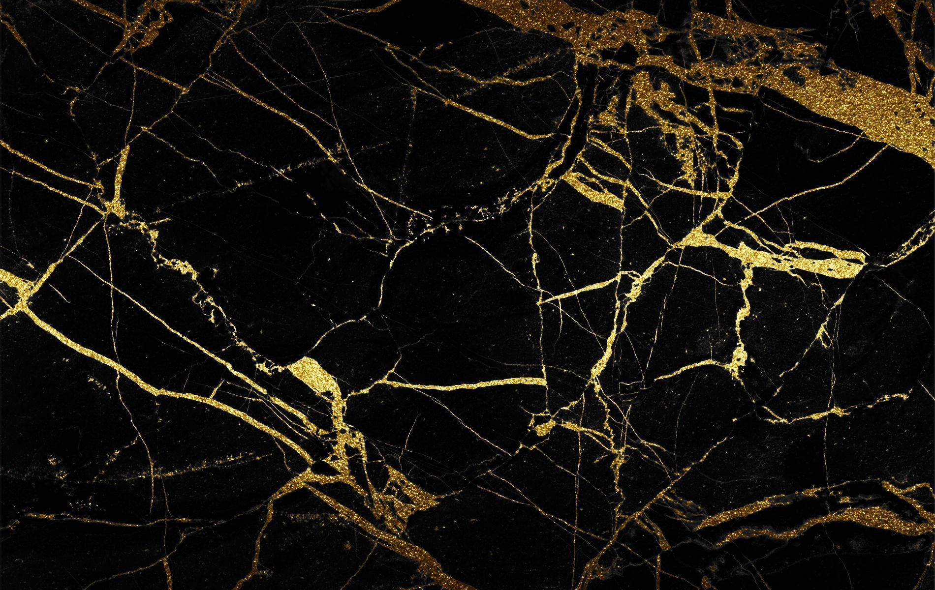 Black And Gold Marbled Pattern Background