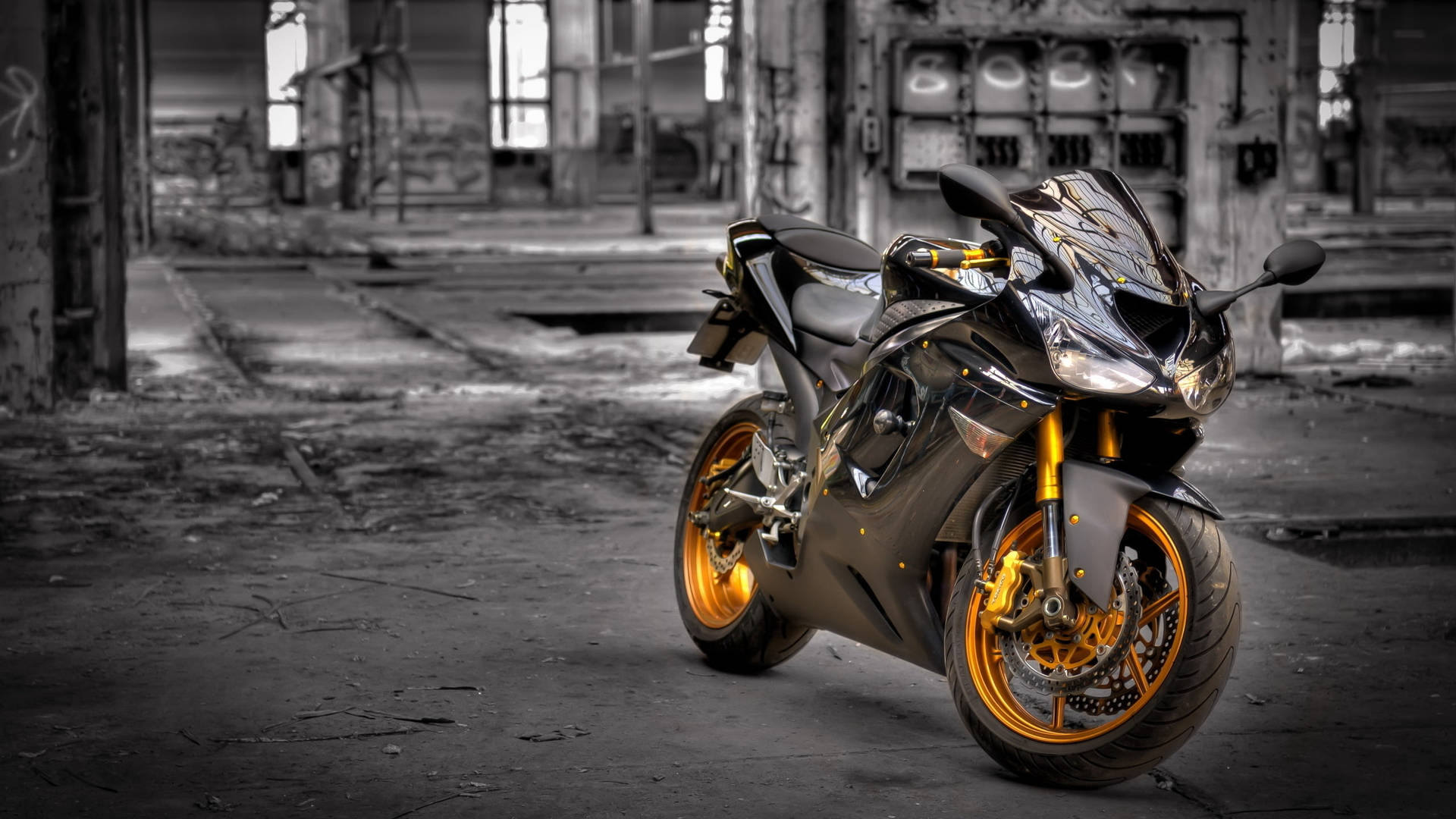 Black And Gold Motorbike Background