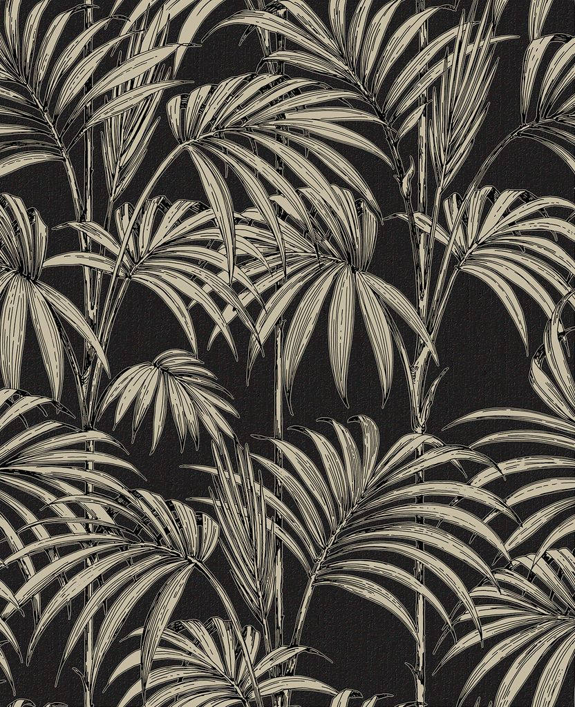 Black And Gold Palm Leaves Background