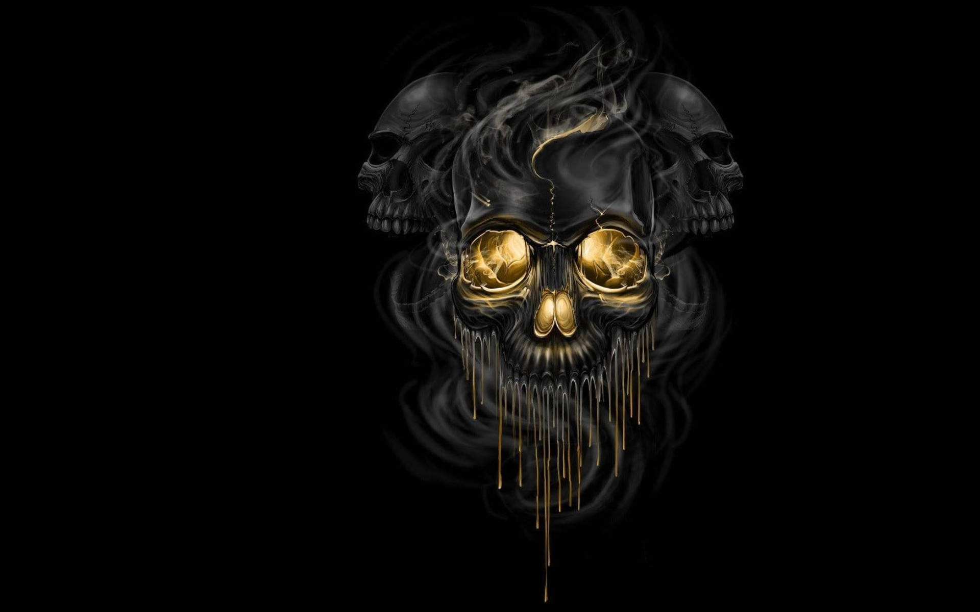 Black And Gold Skull Artwork Background