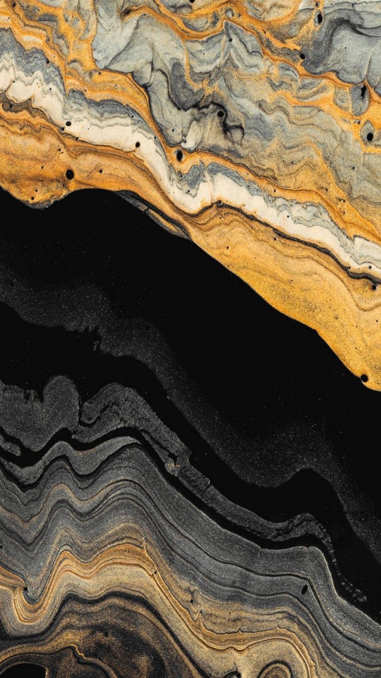 Black And Gold Waves Marble Iphone Background