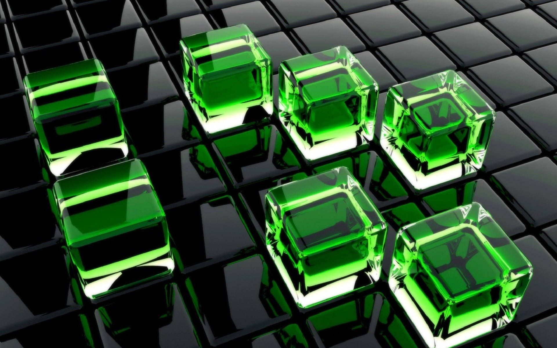 Black And Green Cubes 3d Full