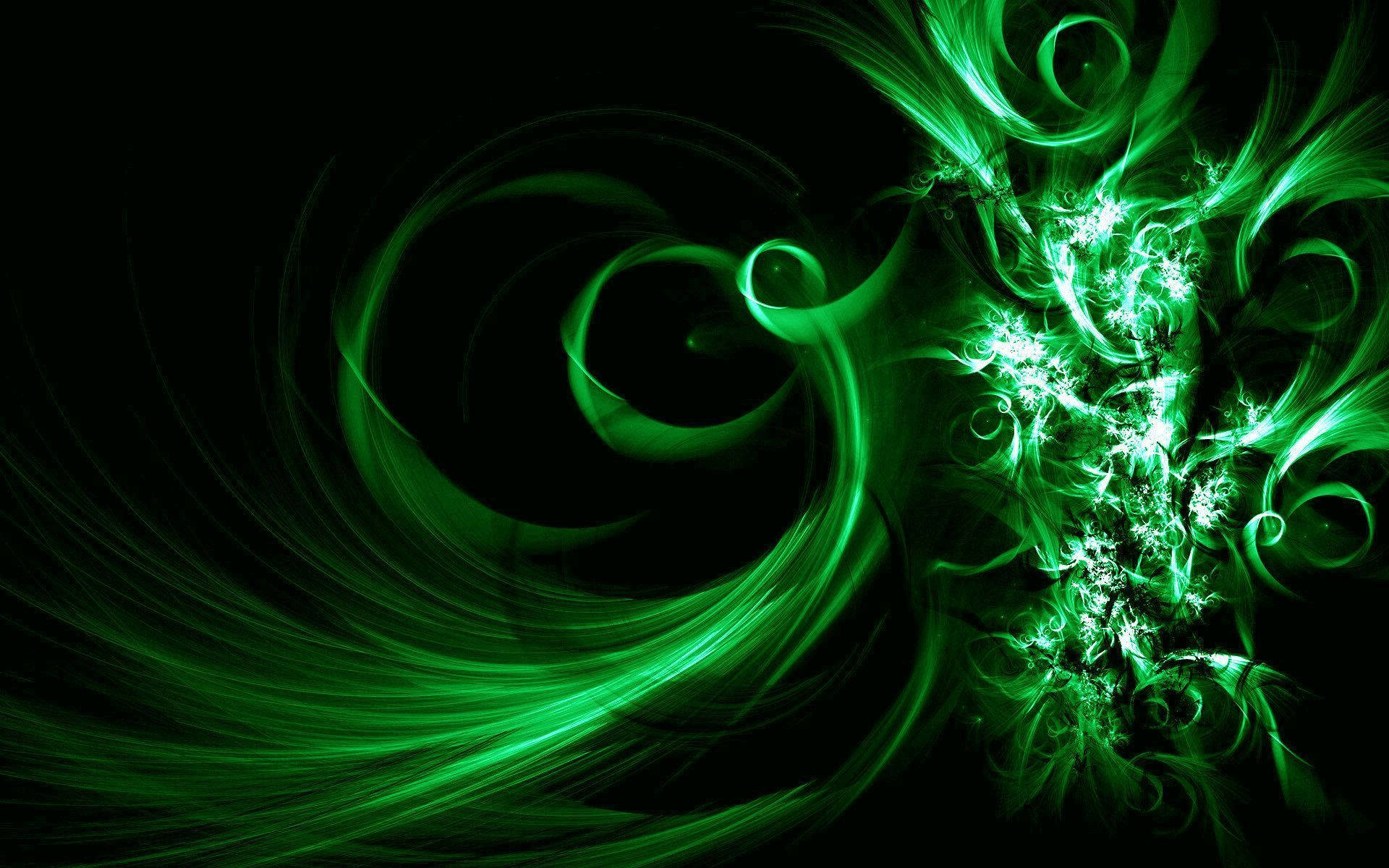 Black And Green Fire Abstract Art