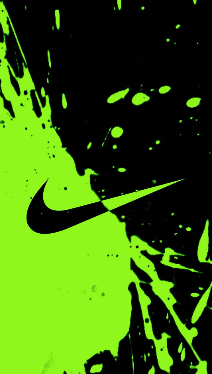 Black And Green Paint Nike Swoosh Background