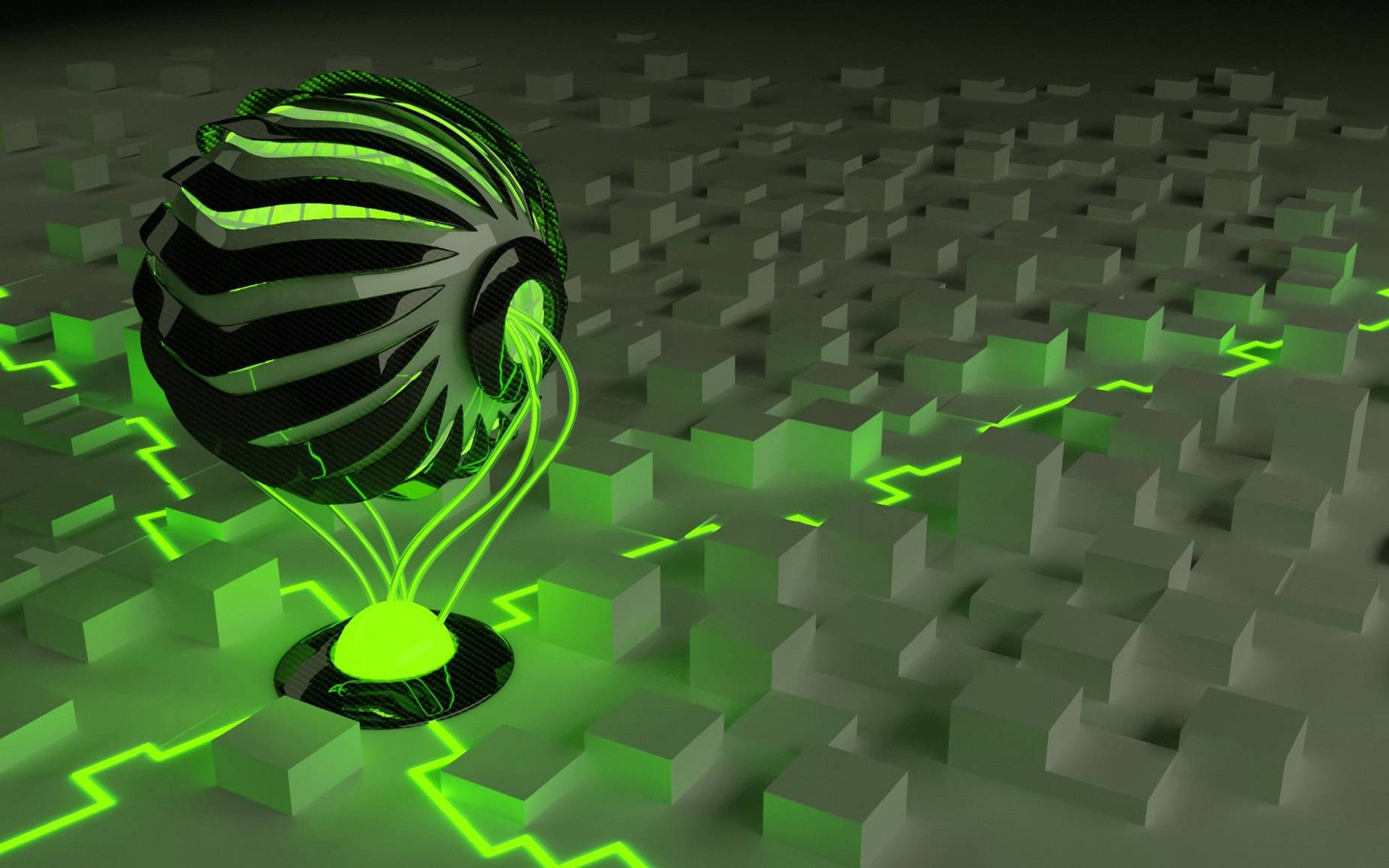 Black And Green Sphere 3d Animation
