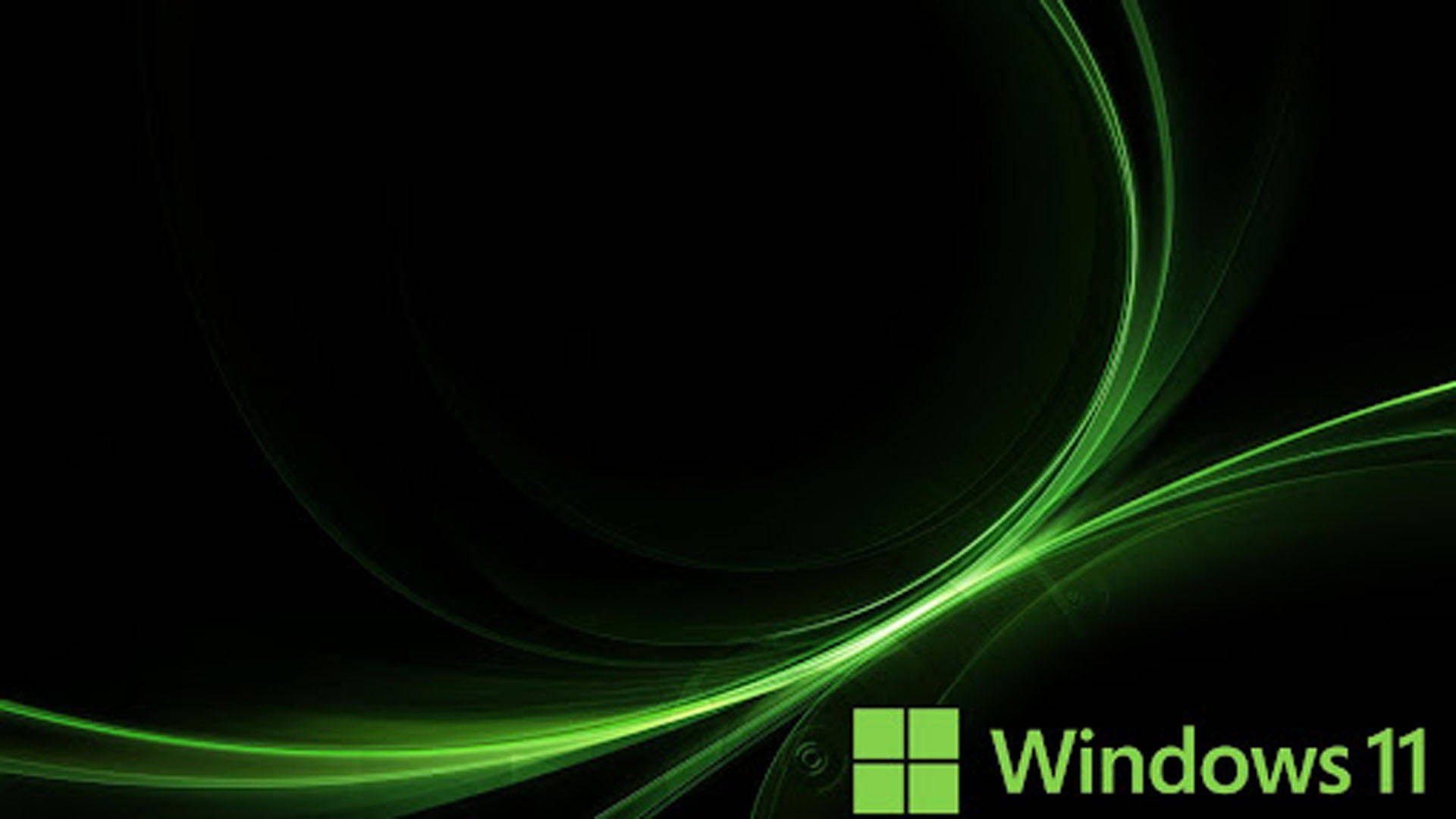 Black And Green Windows 11 Curves Background