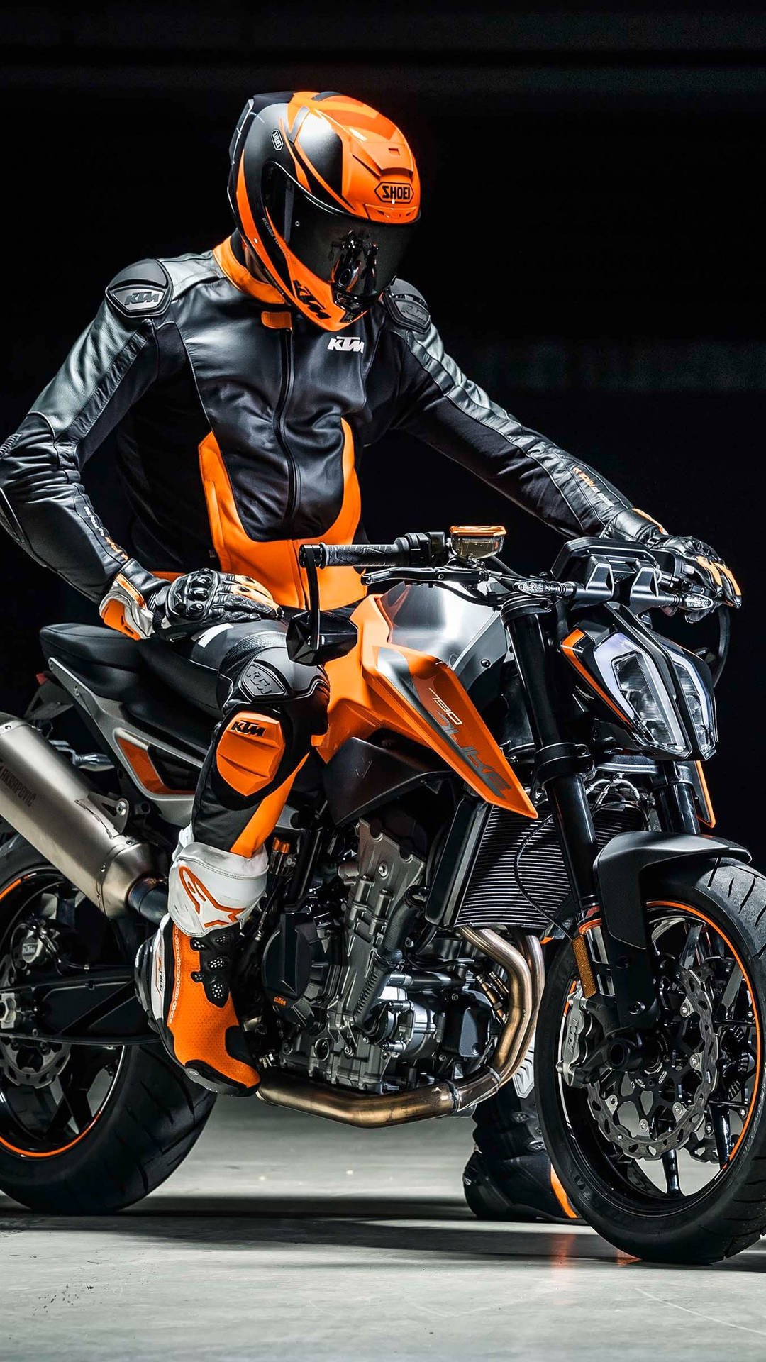 Black And Orange Rider Ktm Iphone Background