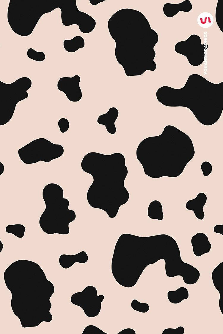 Black And Pastel Peach Cow Pattern Background