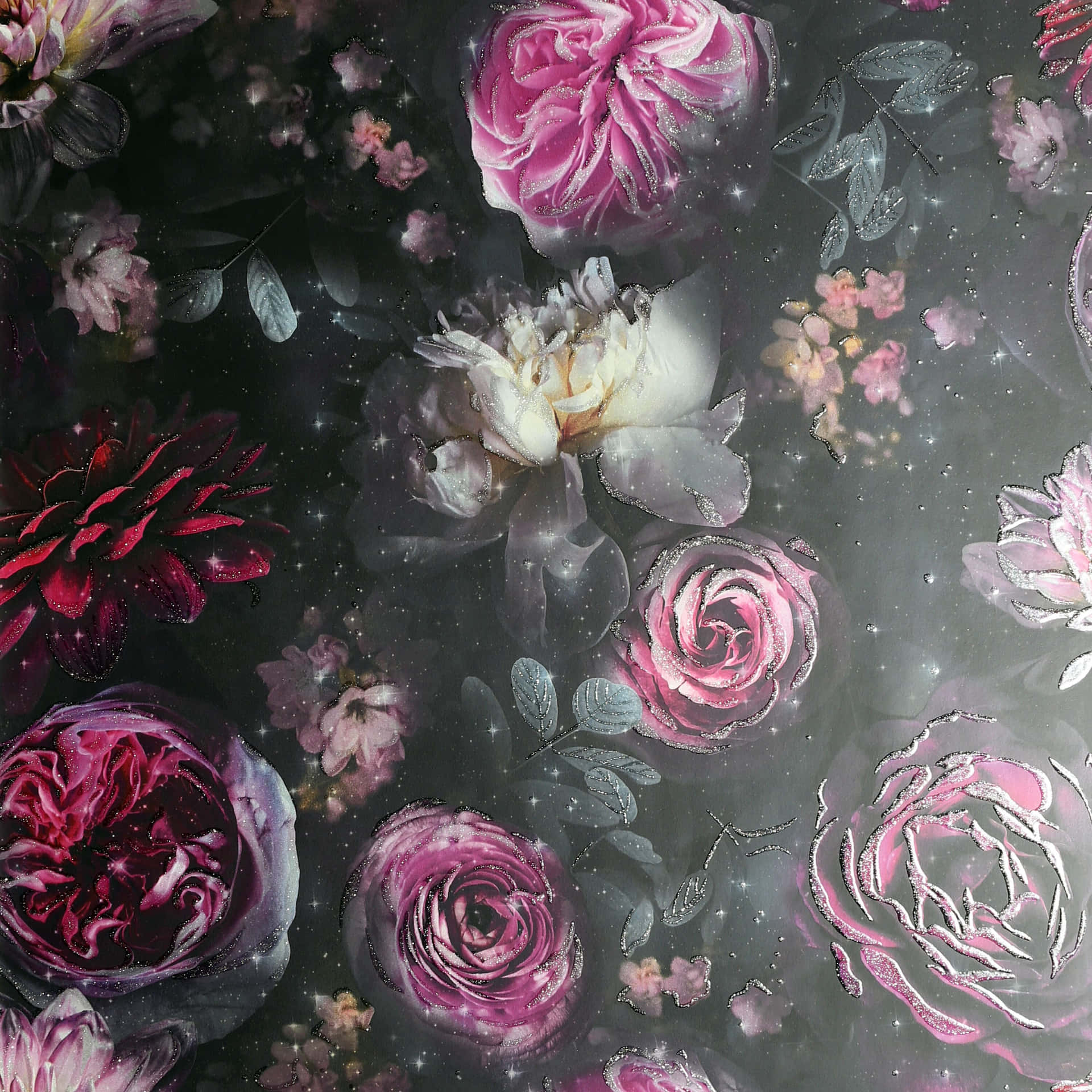 Black And Pink Flower Print Background