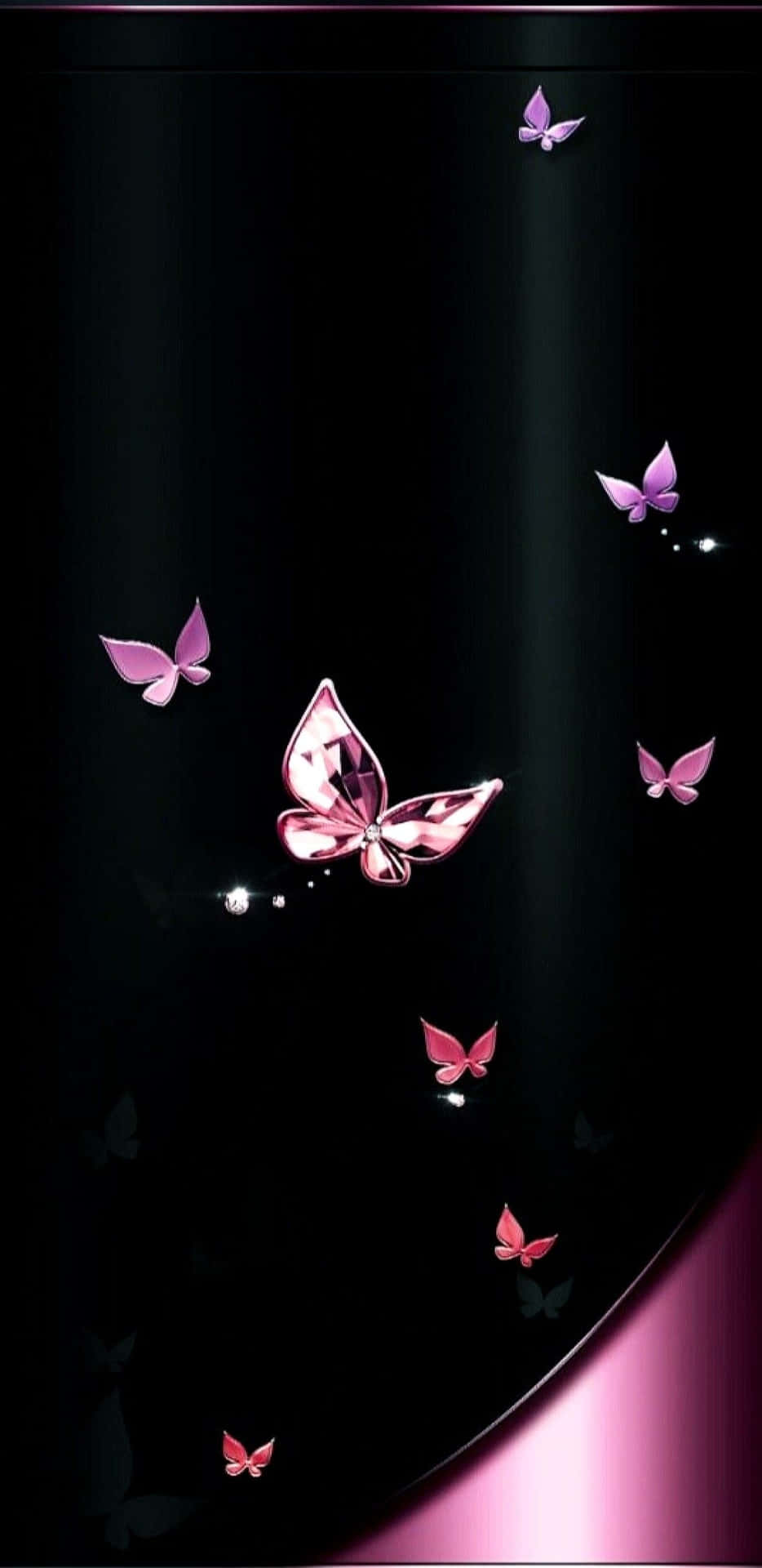 Black And Pink Iphone Glowing Butterflies Background