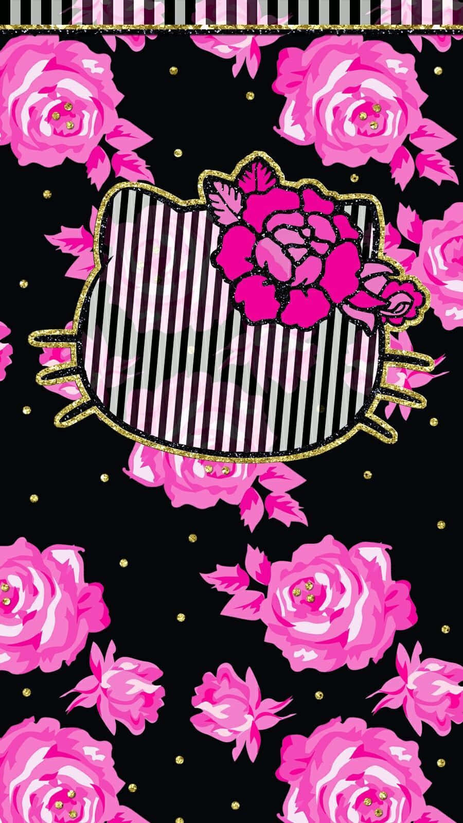 Black And Pink Iphone Hello Kitty And Roses