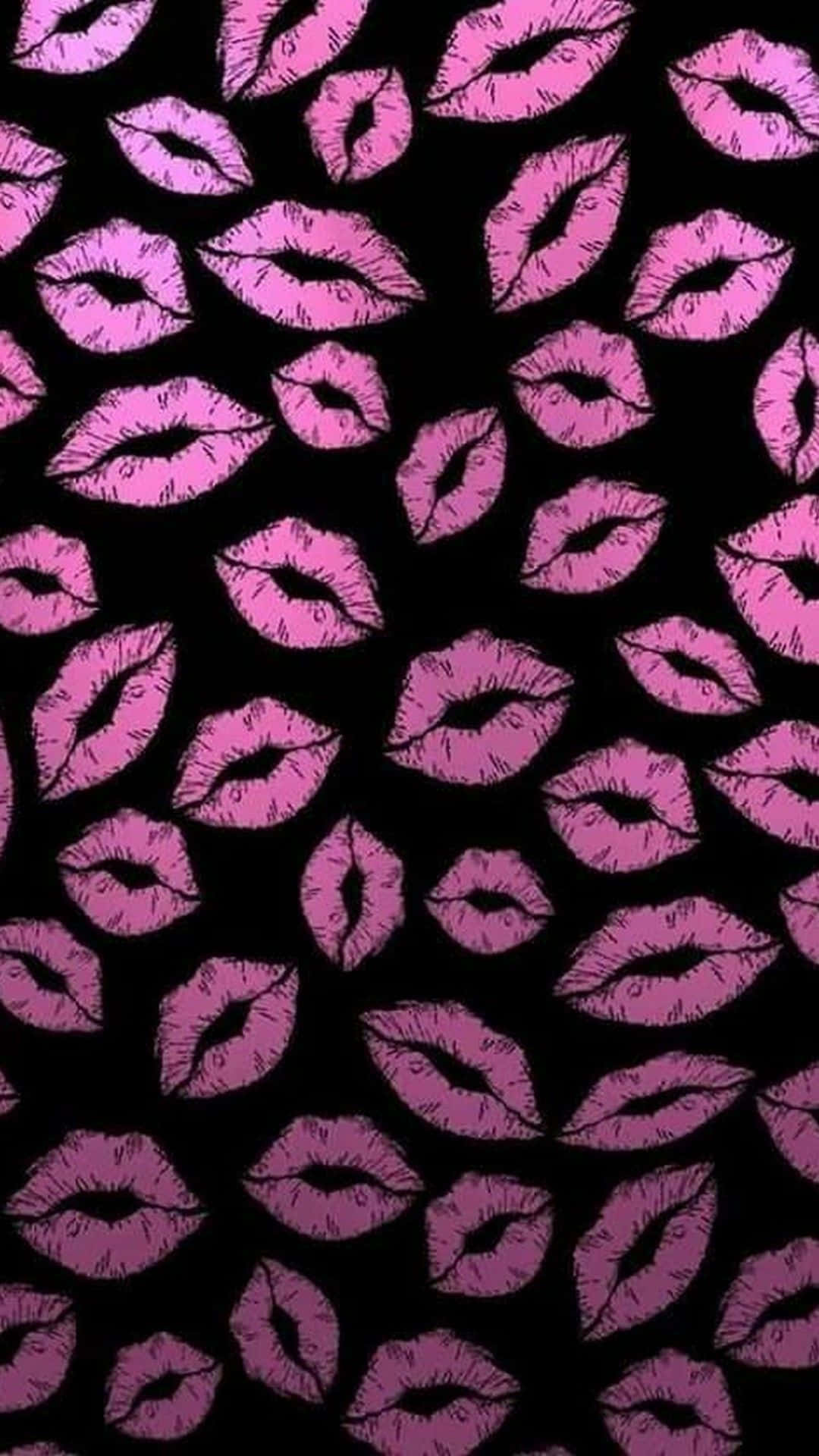 Black And Pink Iphone Kiss Marks Pattern