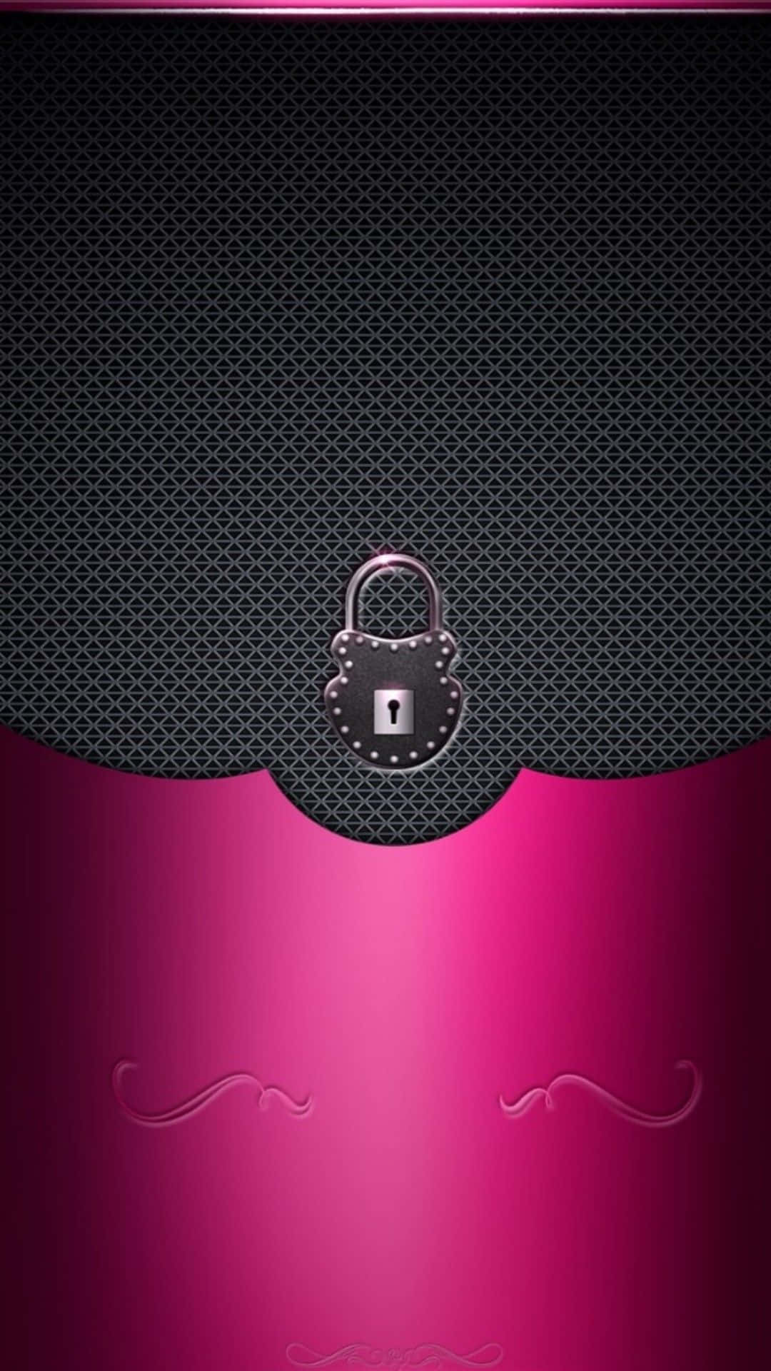 Black And Pink Iphone Lock And Patterns Background