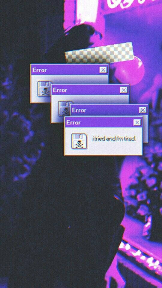 Black And Purple Aesthetic Error Message Background
