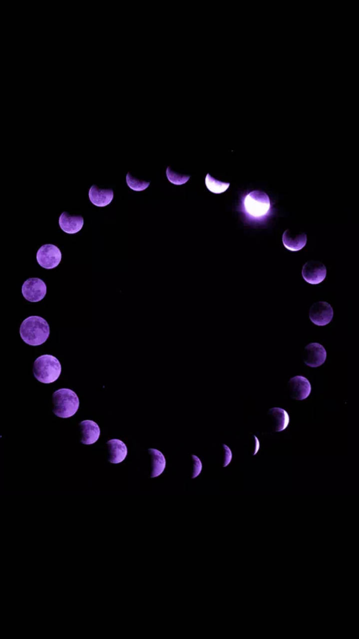 Black And Purple Aesthetic Moon Cycle Background