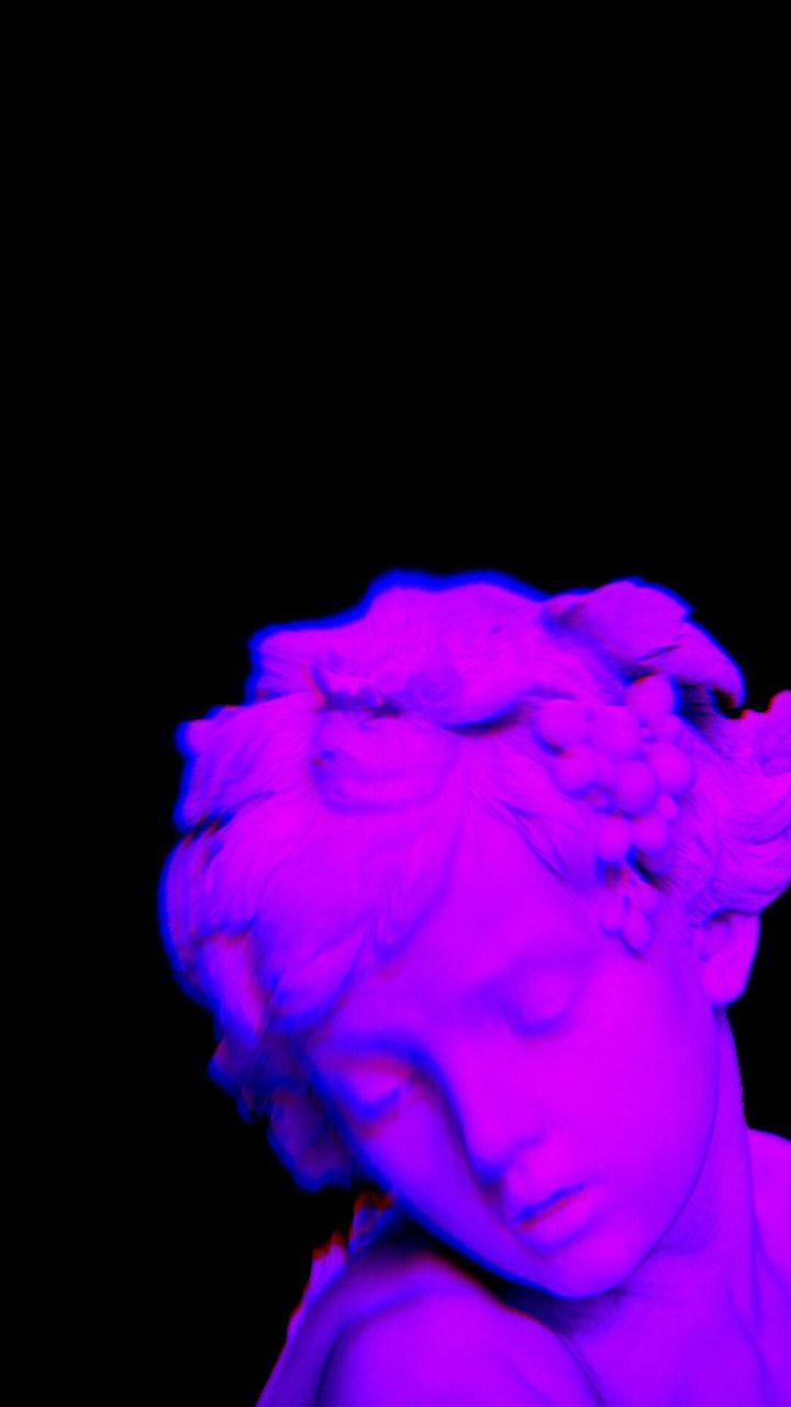 Black And Purple Aesthetic Statue Background