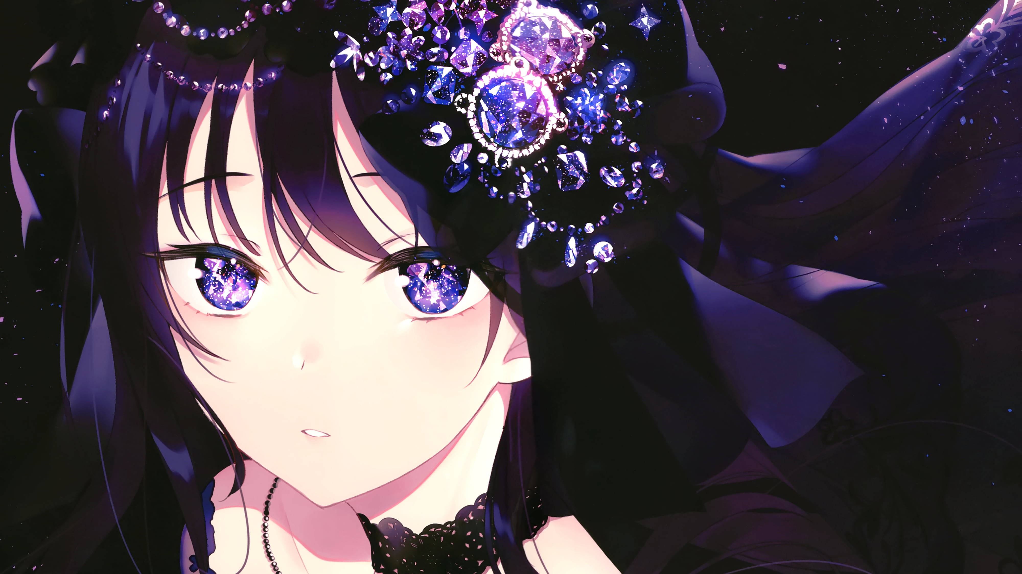 Black And Purple Anime Girl Background