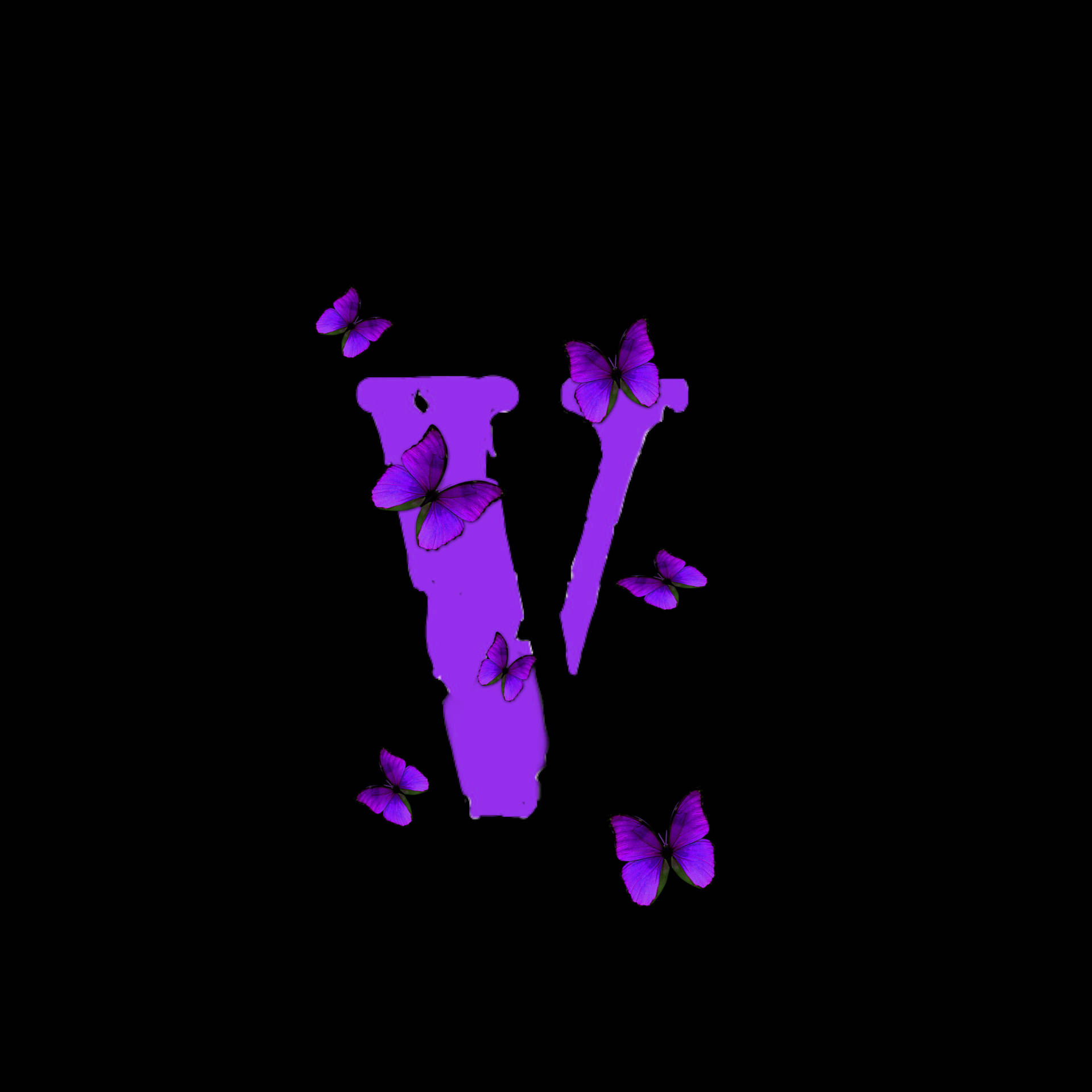 Black And Purple Butterflies Vlone Pfp Logo Background