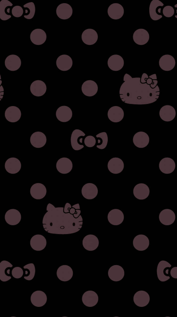 Black And Purple Dots Hello Kitty Background