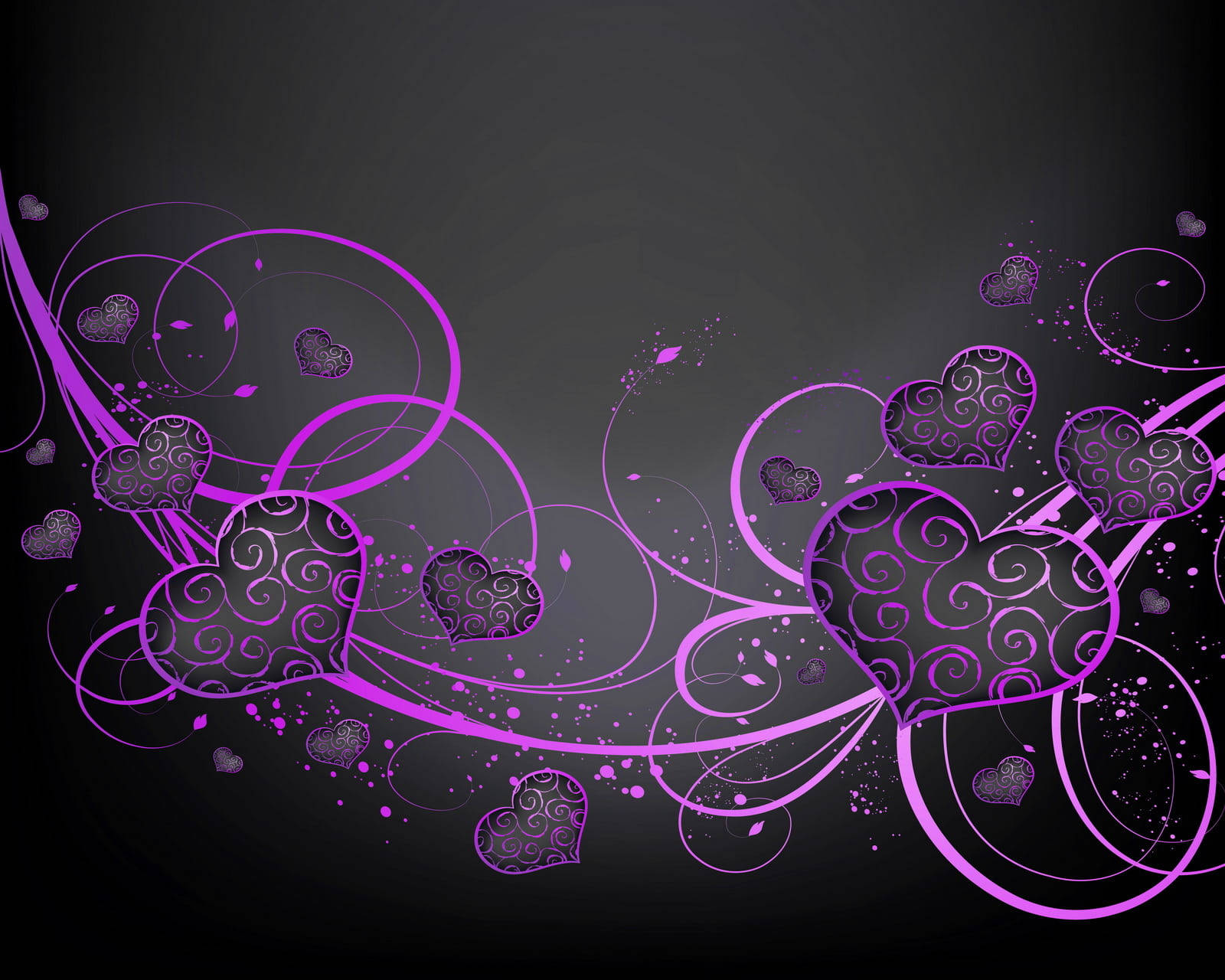 Black And Purple Hearts Background