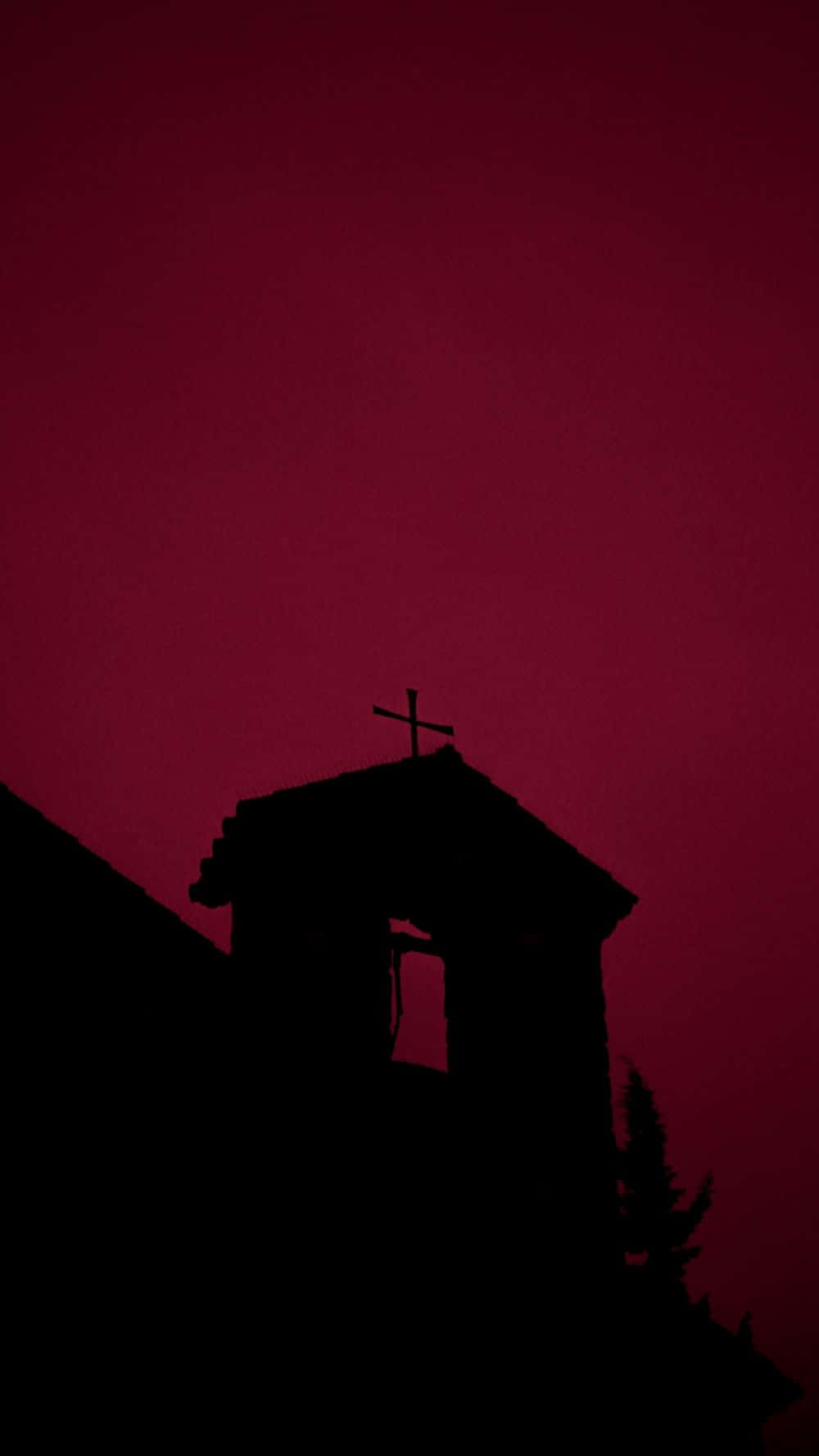 Black And Red Aesthetic Church Silhouette Background