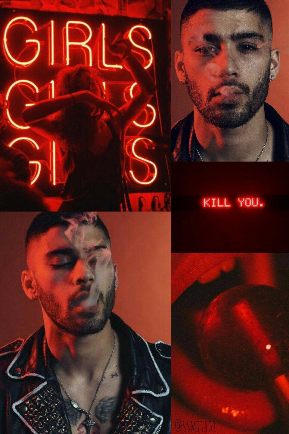 Black And Red Aesthetic Collage Zayn Iphone Background