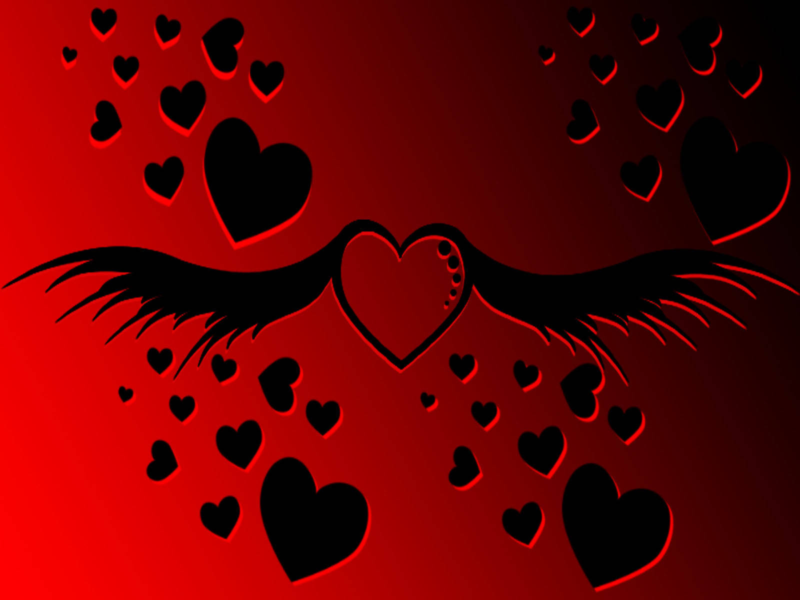 Black And Red Beautiful Hearts Background