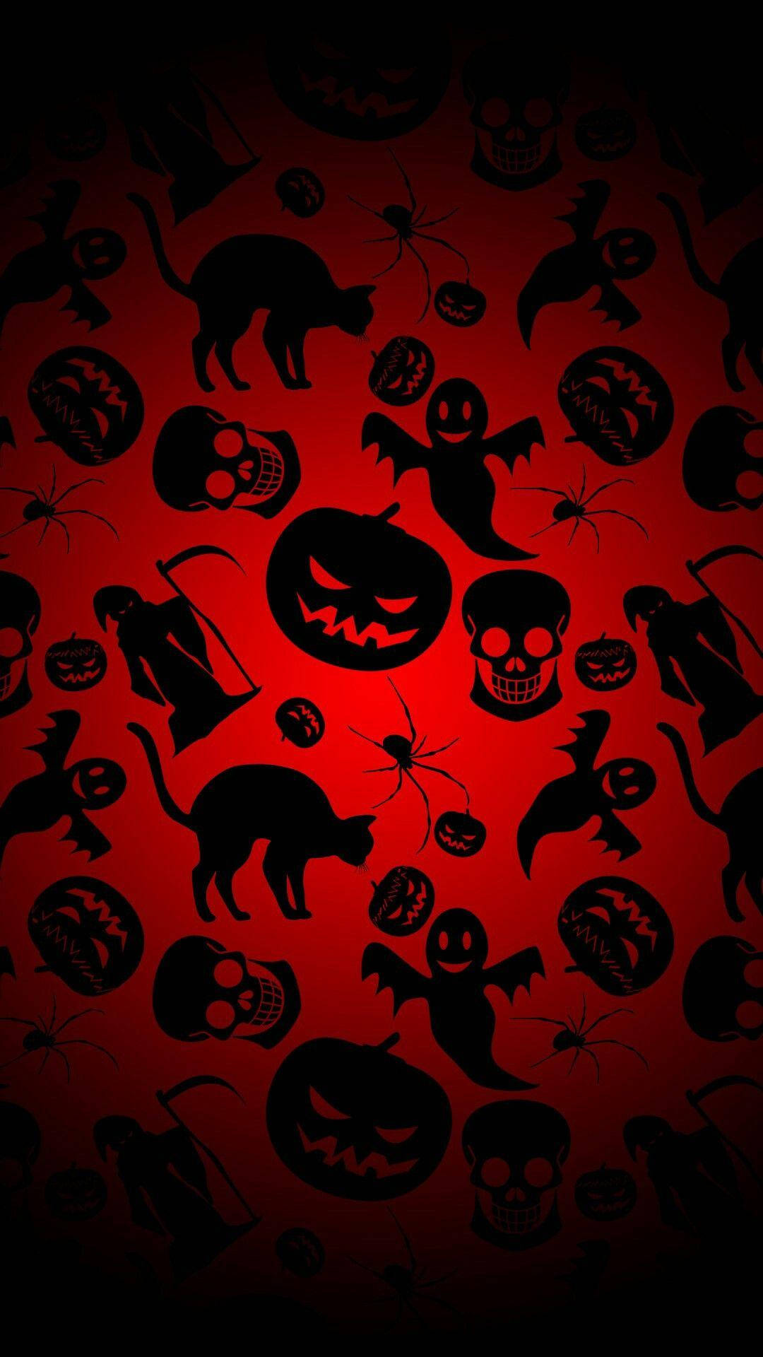 Black And Red Halloween Icons Background