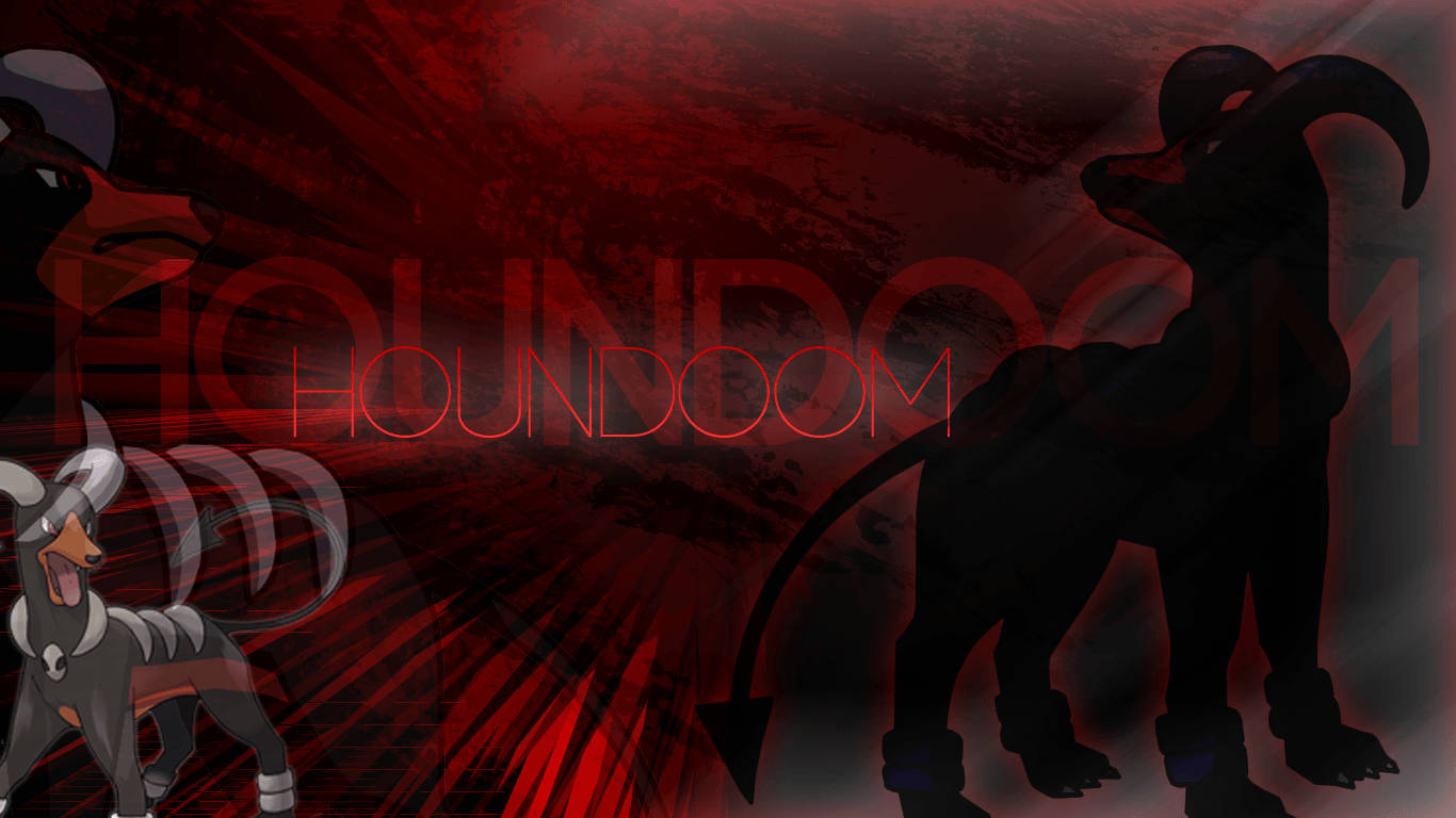 Black And Red Houndoom Silhouette Background