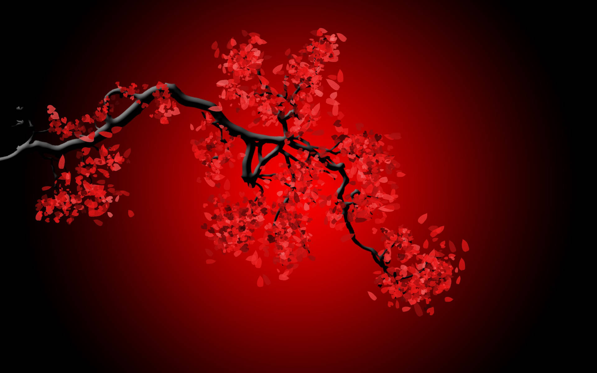 Black And Red Leaves On Branch Background