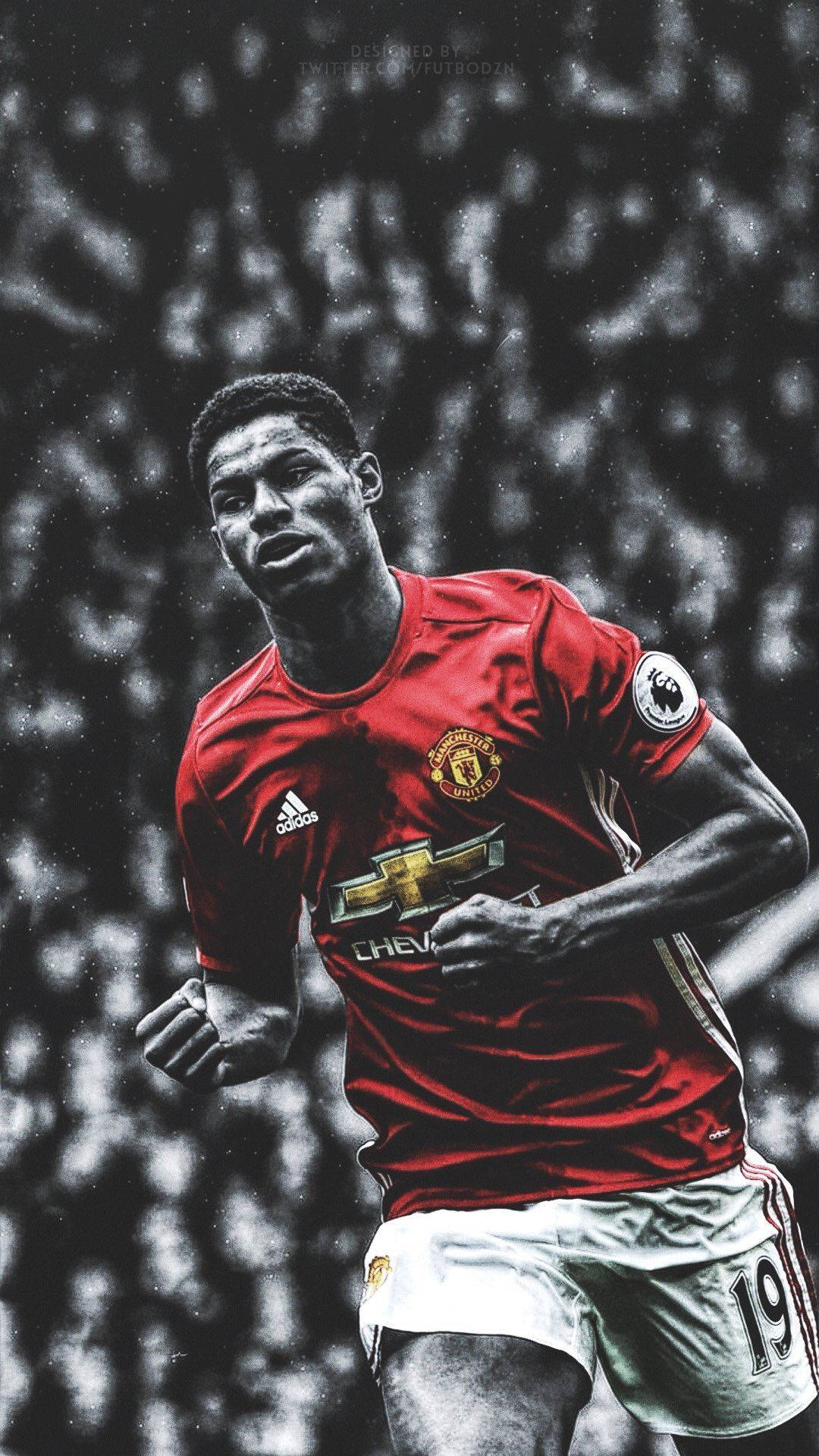 Black And Red Marcus Rashford Background