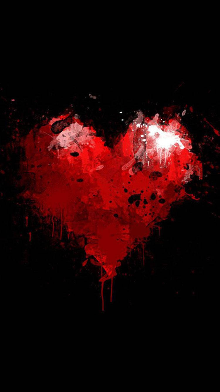 Black And Red Painted Heart Background