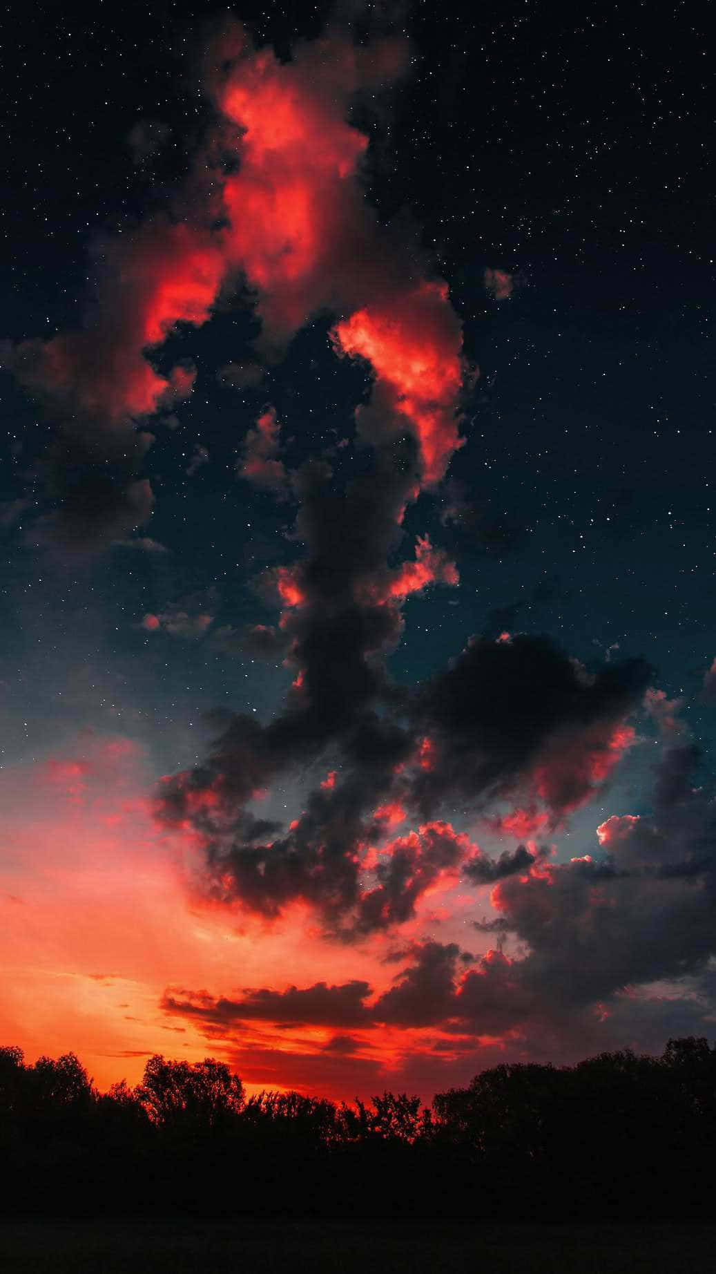 Black And Red Sunset Clouds