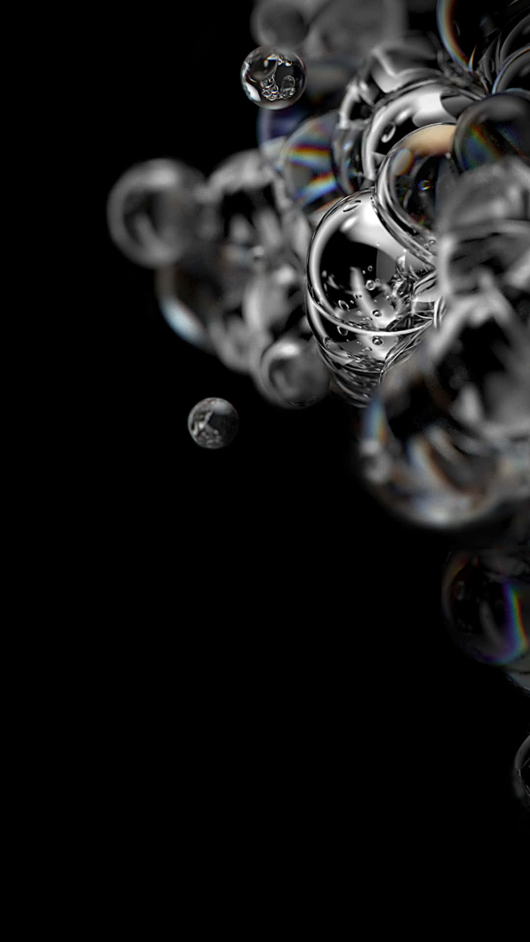 Black And Silver Bubble In Black Mobile Background