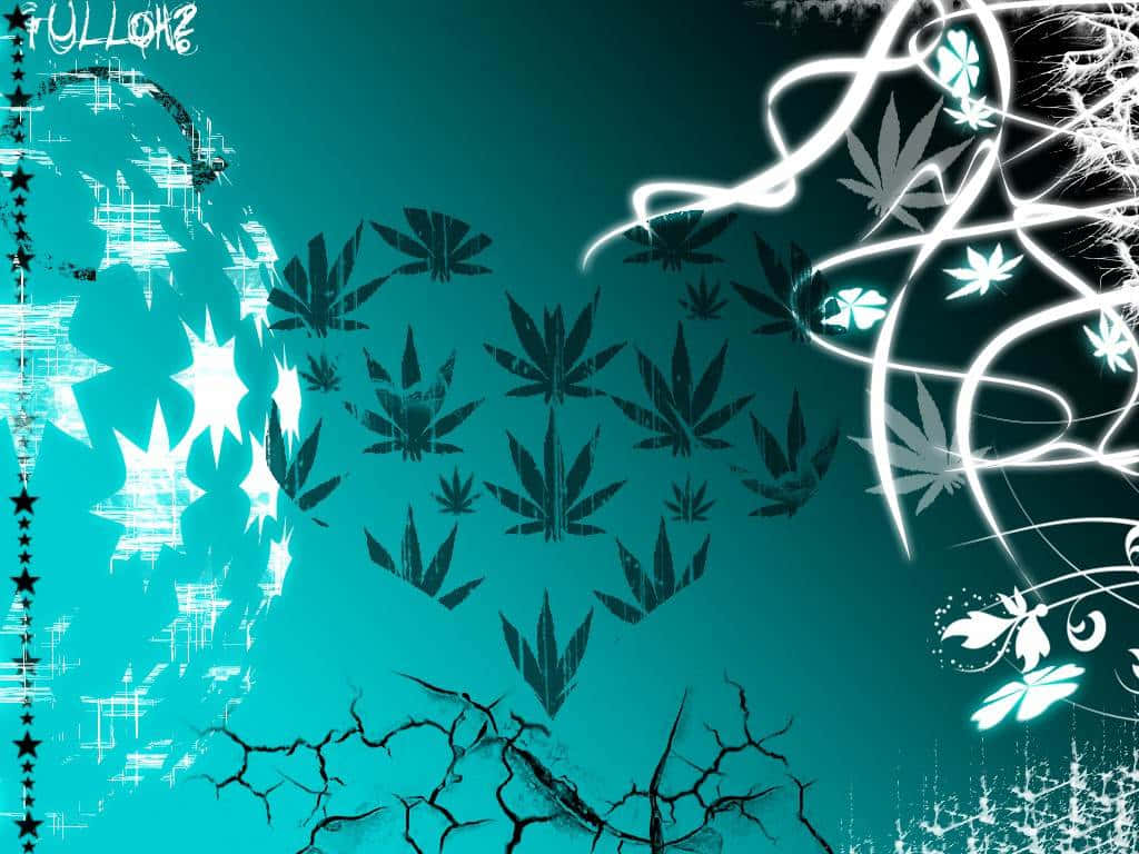 Black And Teal Leaves Background