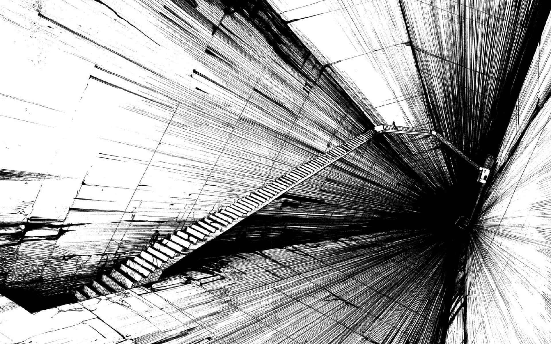 Black And White Abstract Tunnel Background