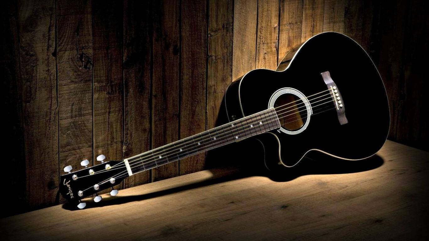 Black And White Acoustic Guitar Background