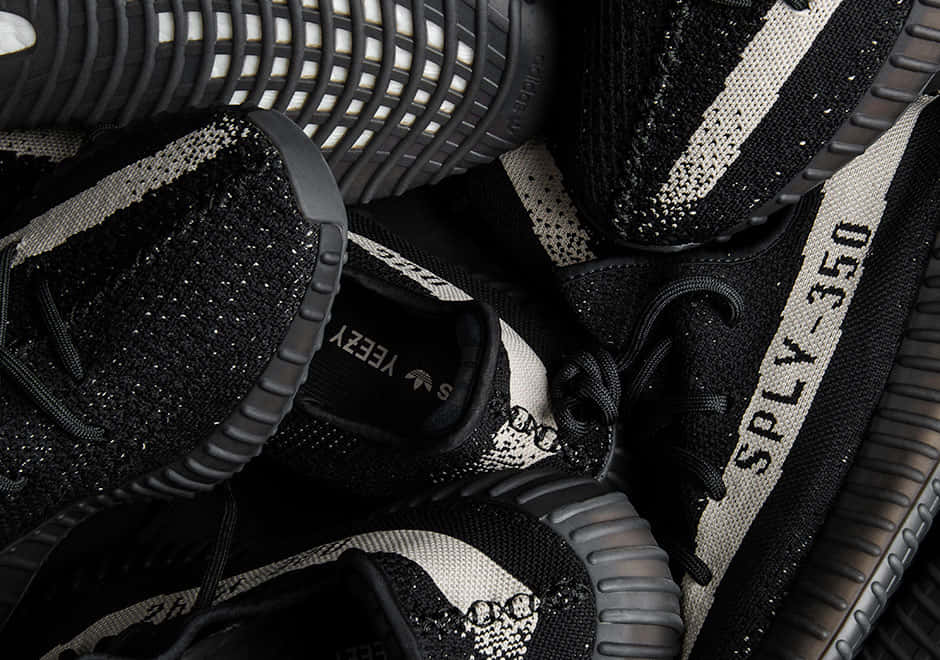 Black And White Adi Yeezy Boost Background