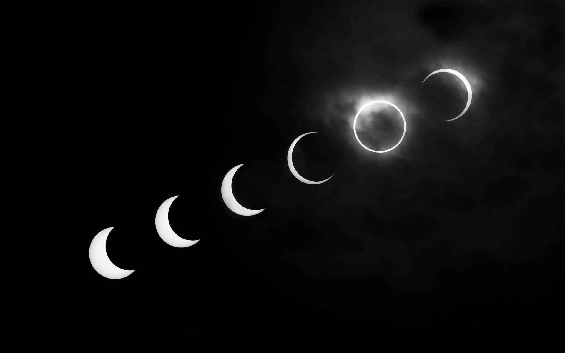 Black And White Aesthetic Moon Phases Solar Eclipse Background