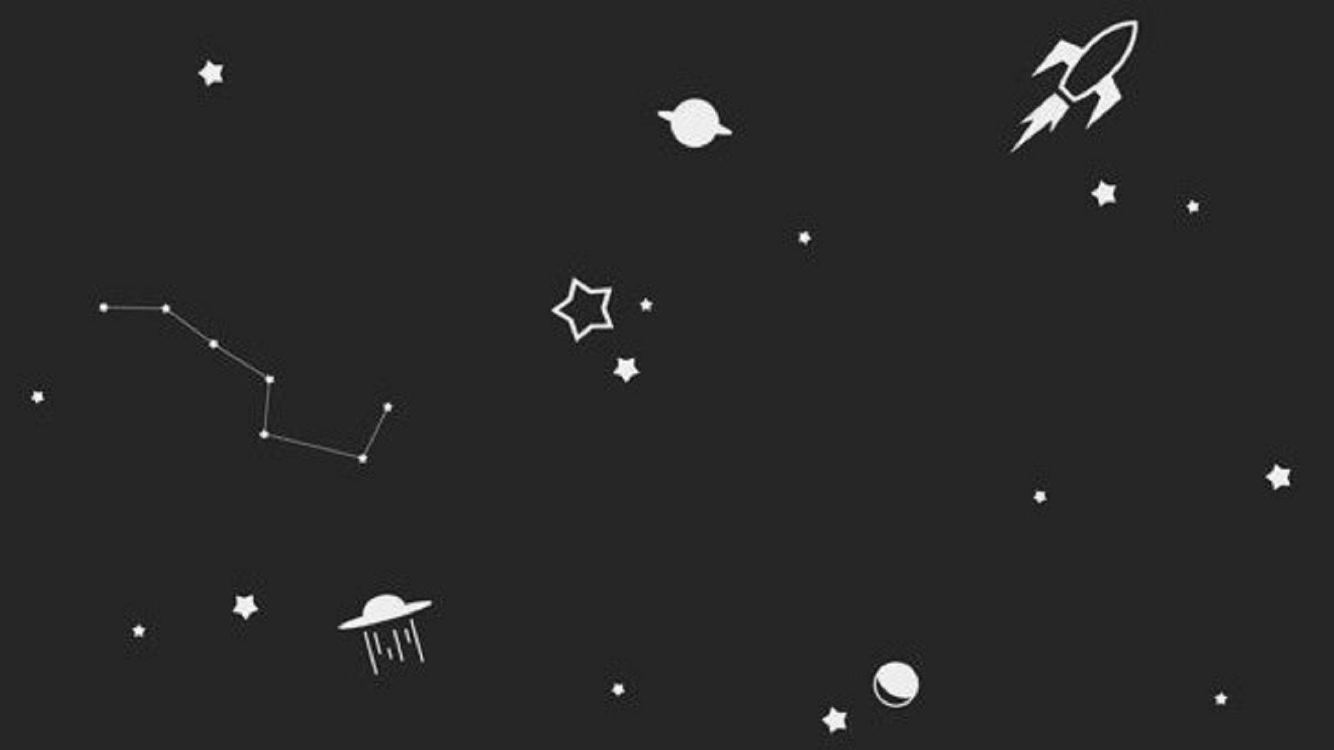 Black And White Aesthetic Space Elements Background