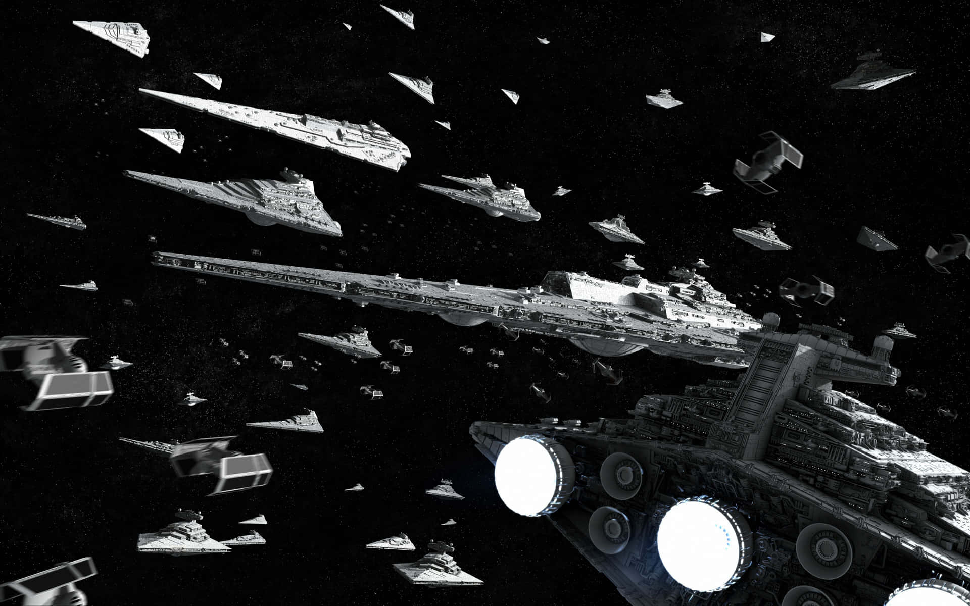 Black And White Aesthetic Spaceships Background