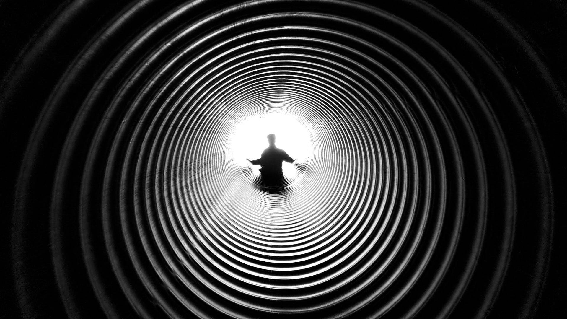 Black And White Aesthetic Tunnel Man Background