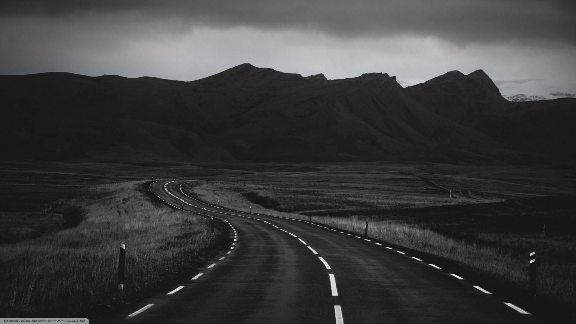 Black And White Aesthetic Winding Road Background