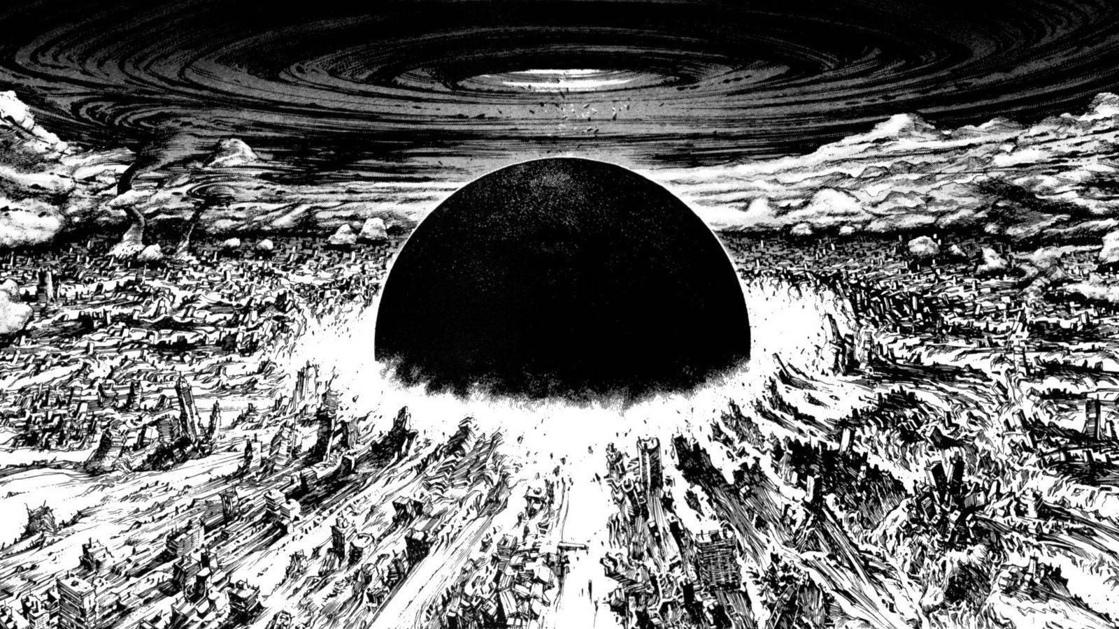 Black And White Akira Nuclear War Background