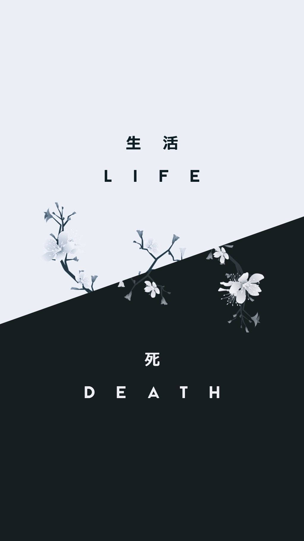 Black And White Anime Aesthetic Life And Death Quote Background