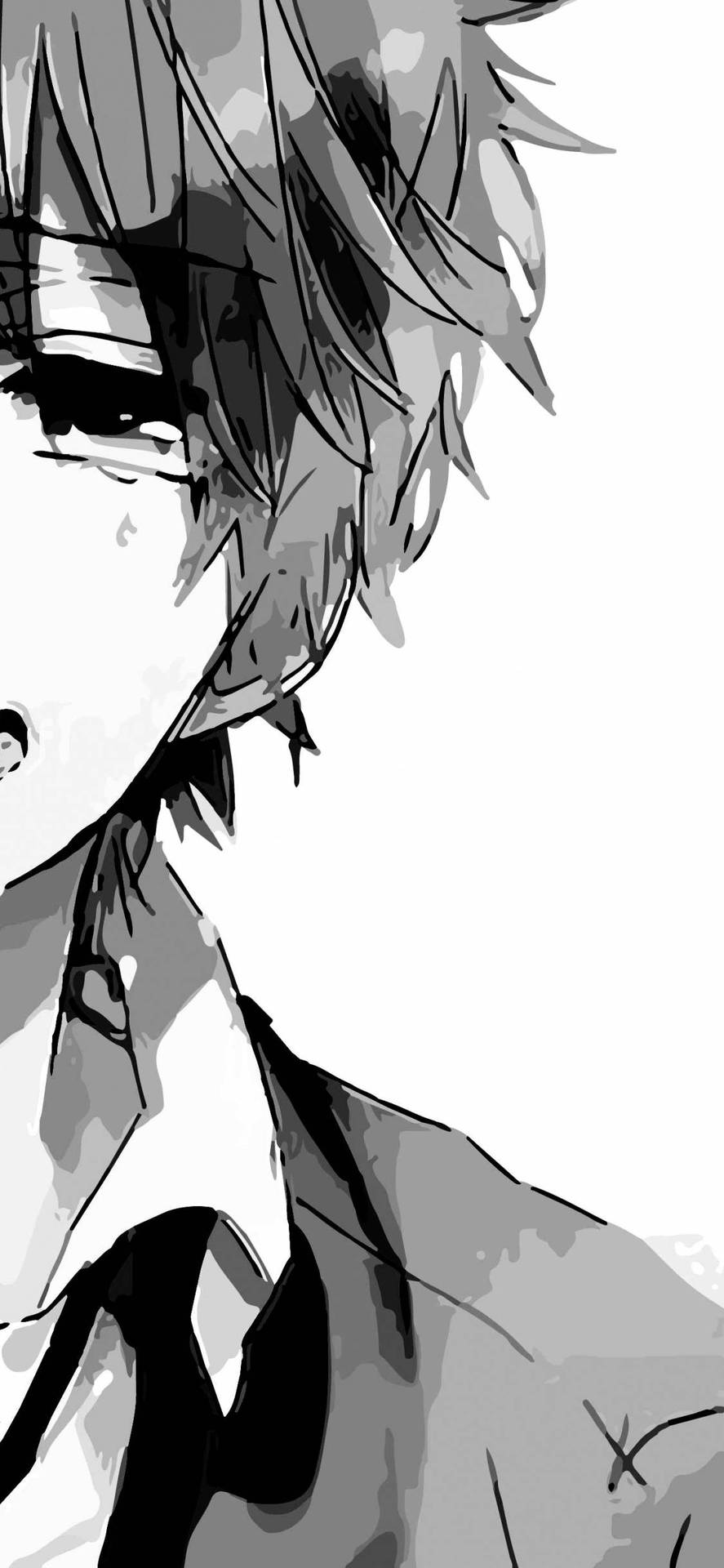 Black And White Anime Boy Crying Background